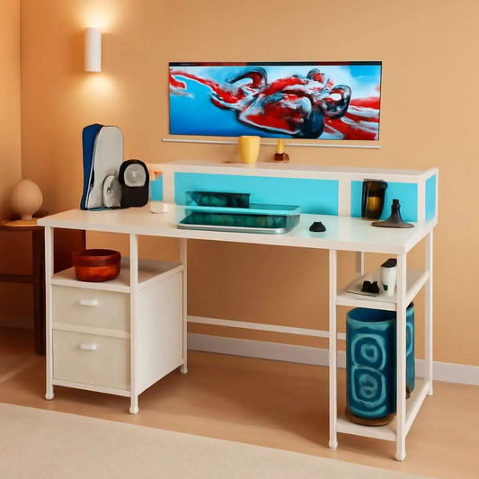 61 Inch Computer Desk With Integrated Power Outlet LED from PriceLows™