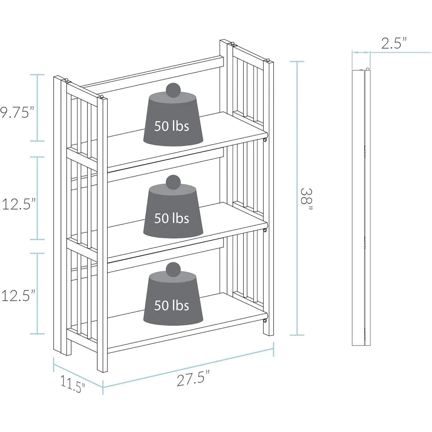 3 Shelf Stackable 27.5 Inch Wide Chestnut Fold Bookcase from PriceLows™