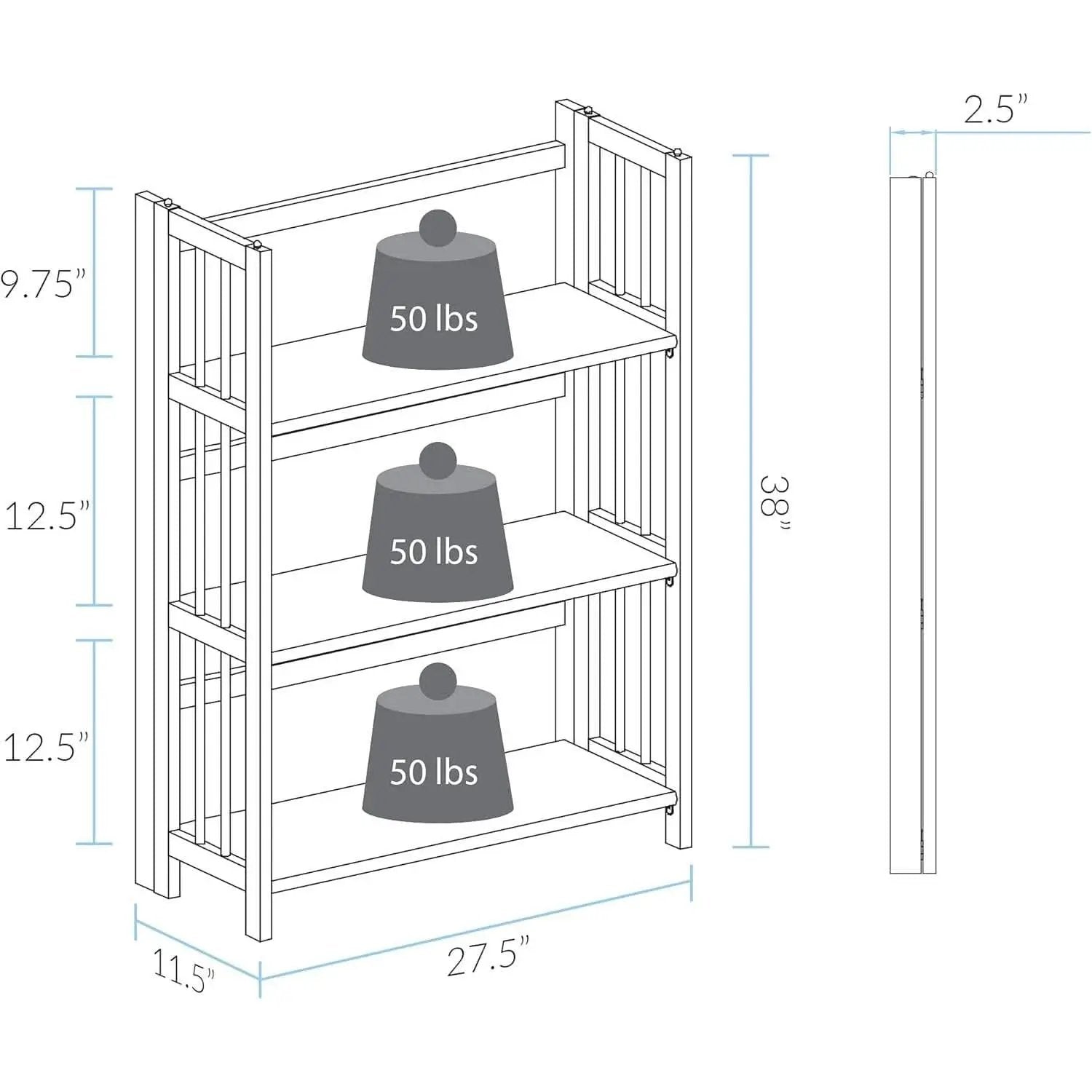 3 Shelf Stackable 27.5 Inch Wide Chestnut Fold Bookcase from PriceLows™