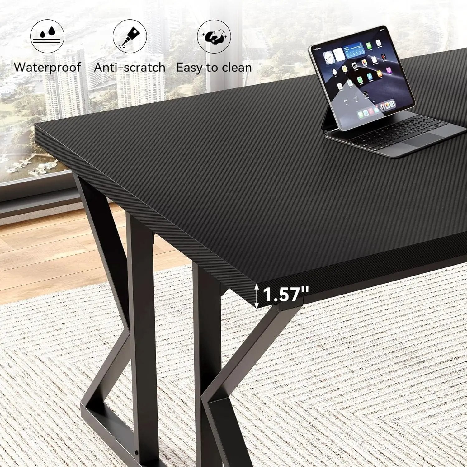 78.7 Inch Large Black Executive Desk Office Workstation from PriceLows™