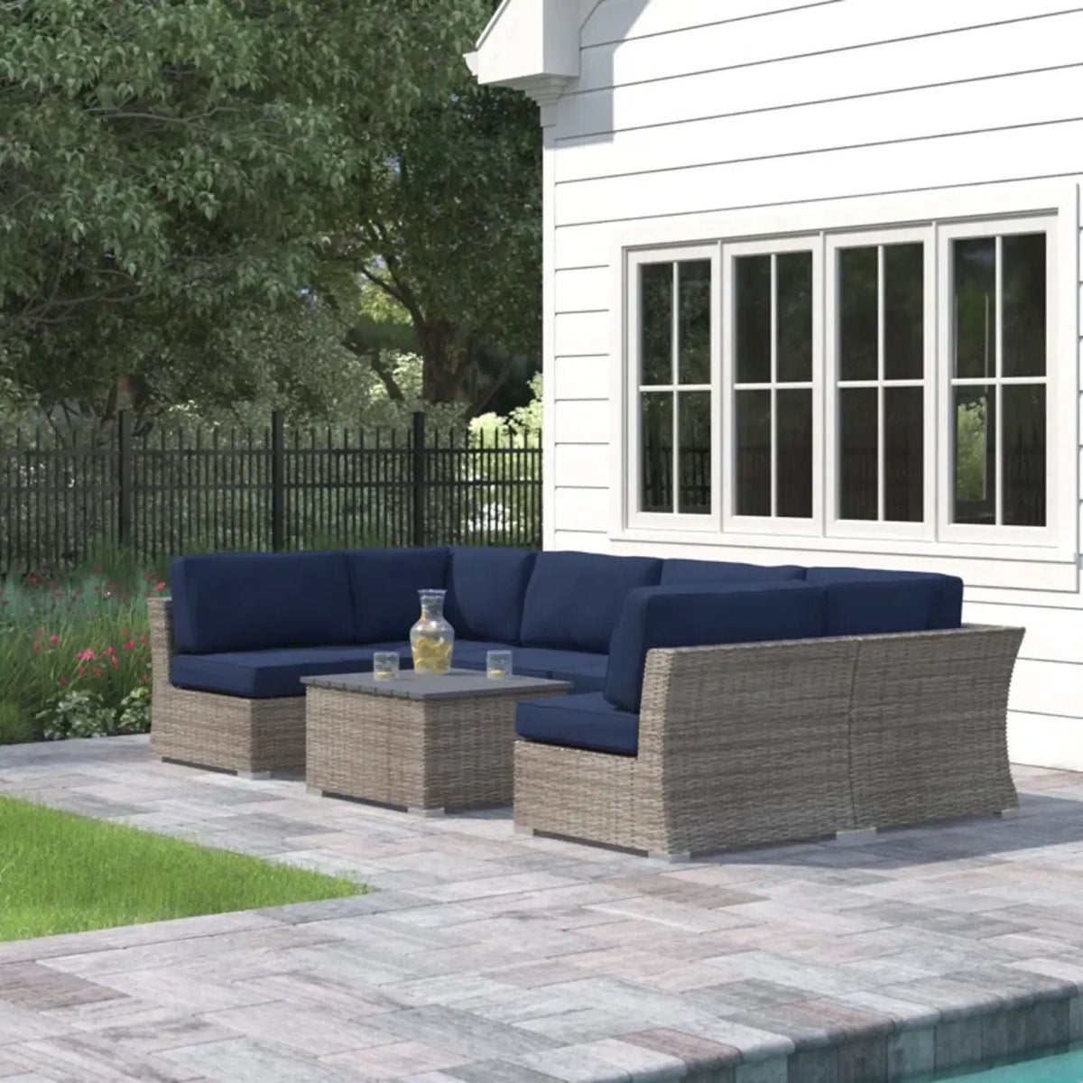 Wicker Sectional Sofa Set | Rustproof Aluminum Frame | Oversized Comfort | Weather-Resistant Wicker