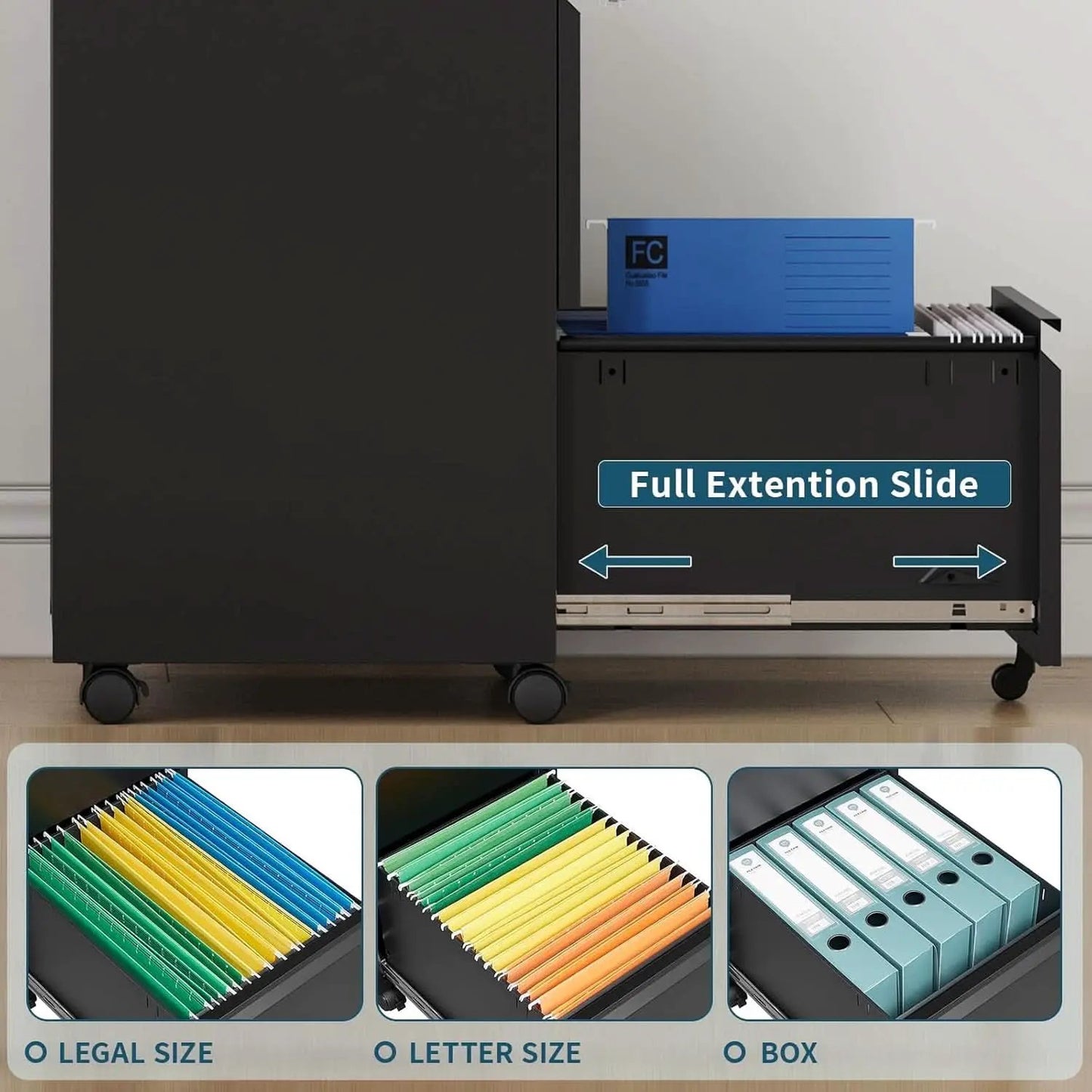 2 Drawer Mobile File Cabinet On Wheels Black For Home Office Under Desk Filing Legal Letter A4 from PriceLows™