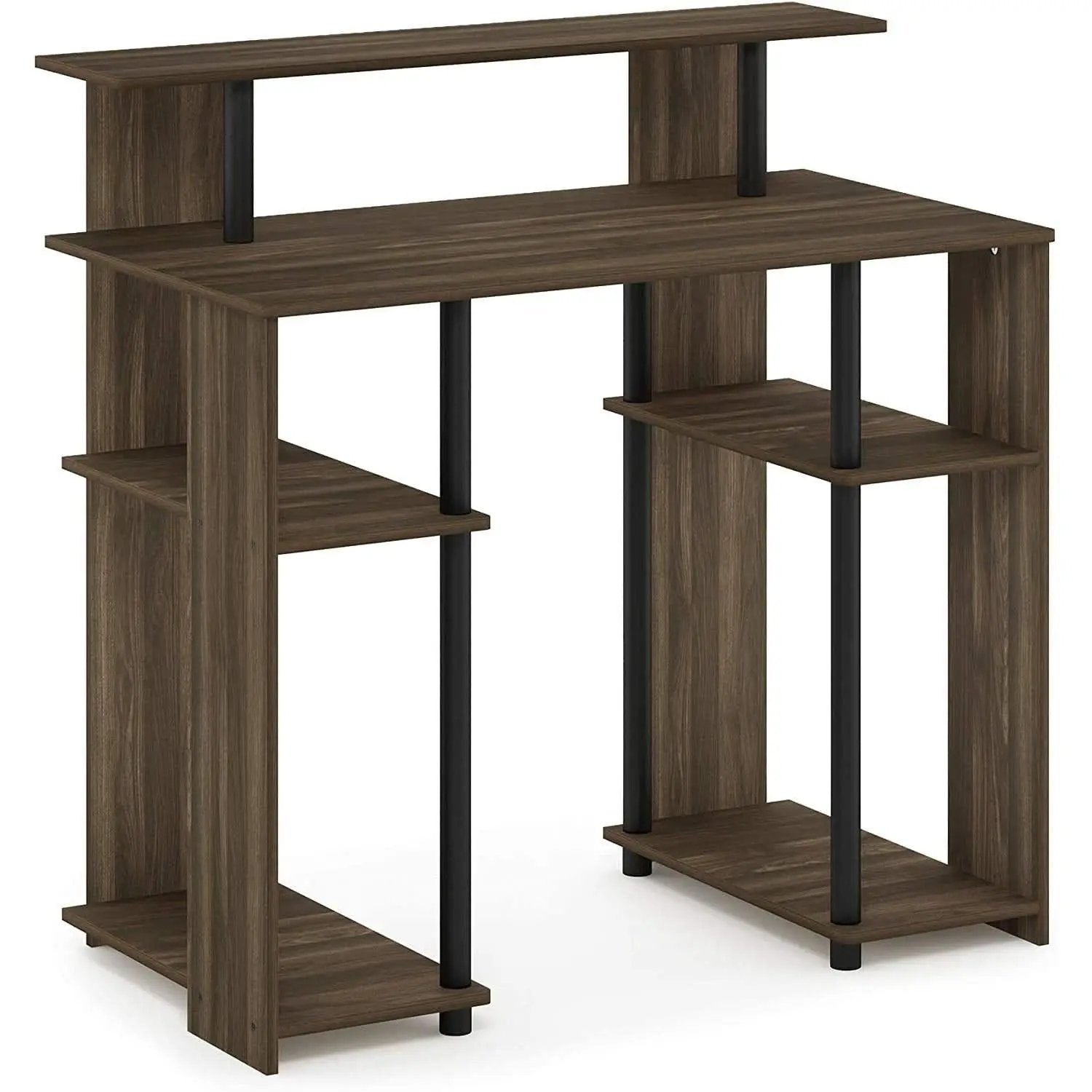 Walnut Black Writing Desk With Shelves And Printer from PriceLows™