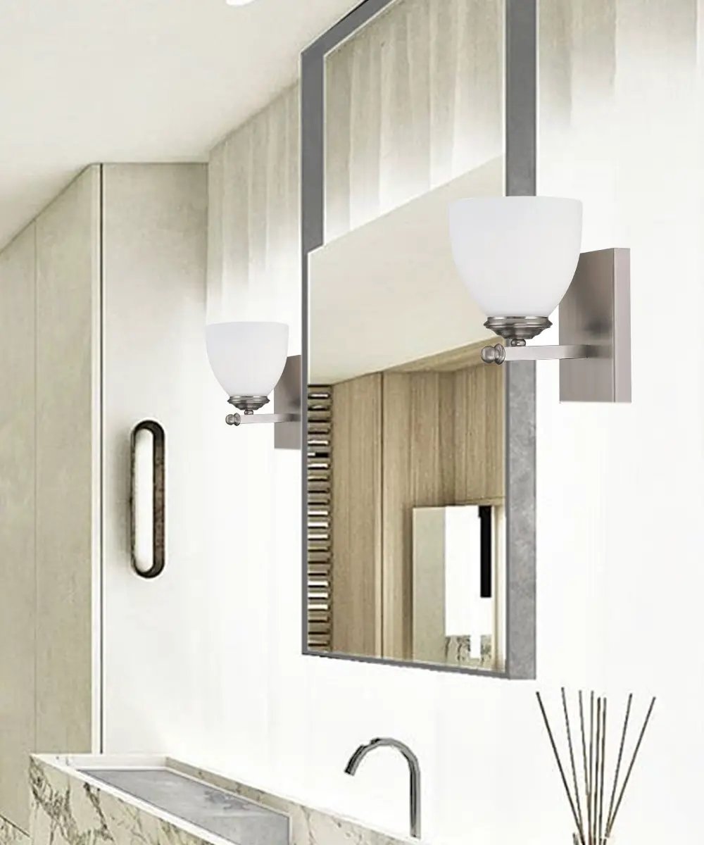 Modern Wall Sconce | 1 Light | Matte Nickel | 5 Inch Wide