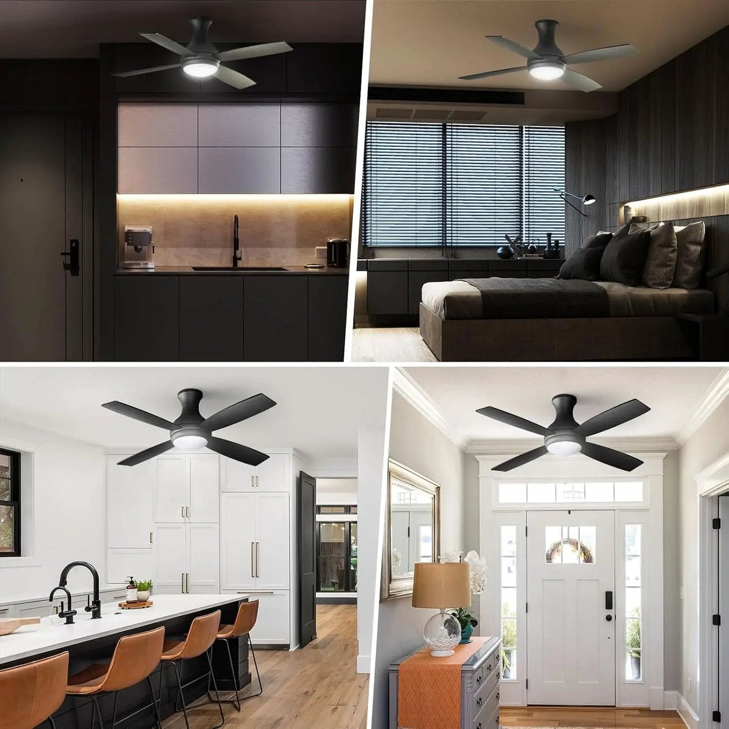 52 Inch Matte Black Ceiling Fan For Living Room Space from PriceLows™