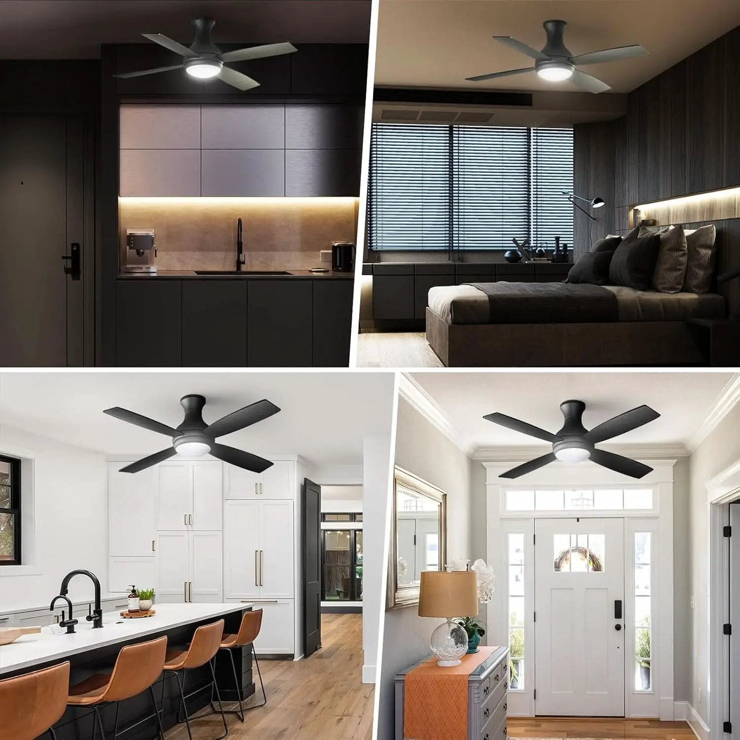 52 Inch Matte Black Ceiling Fan For Living Room Space from PriceLows™