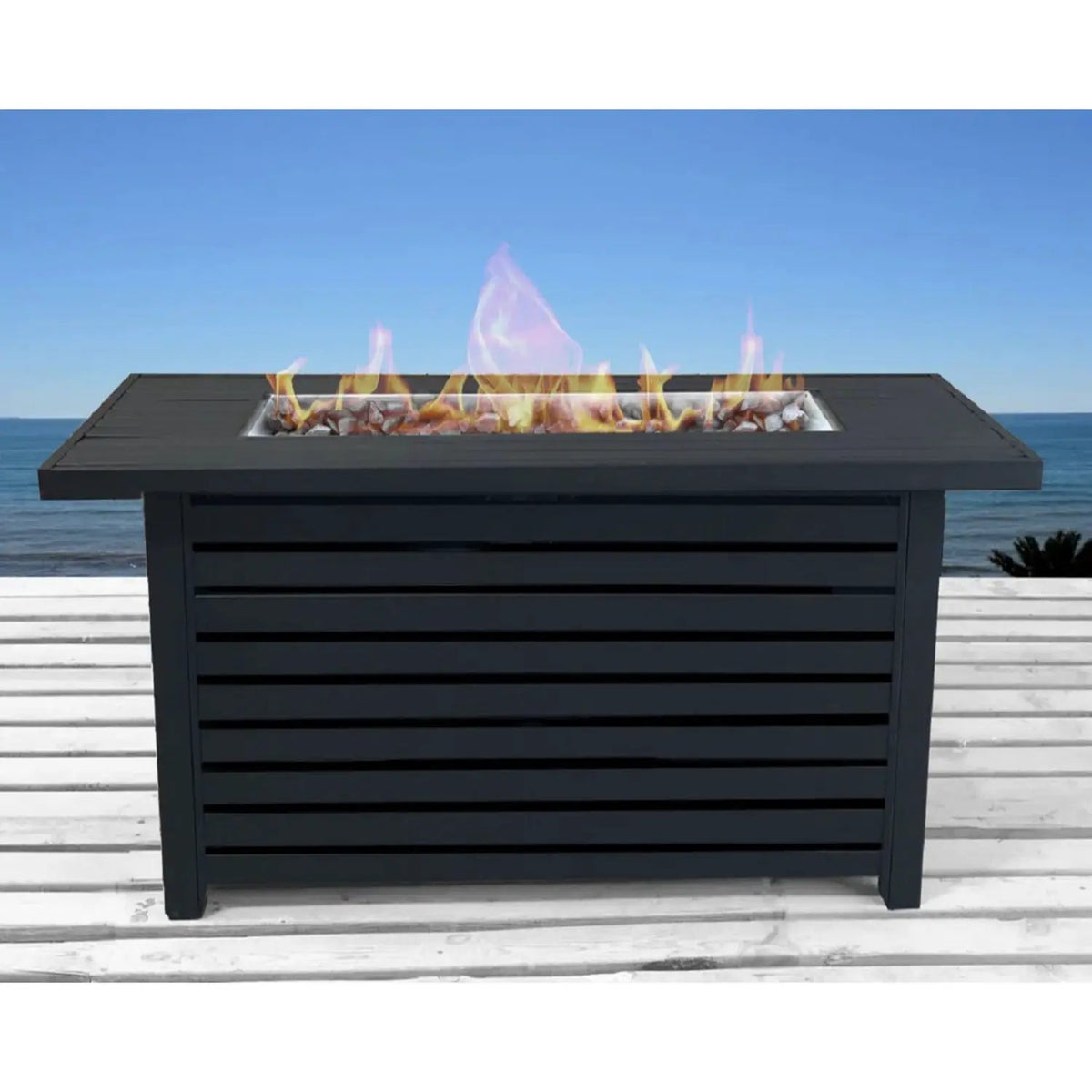 Outdoor Fire Pit Table | Propane Or Gas | Heat Resistant Glass Lid