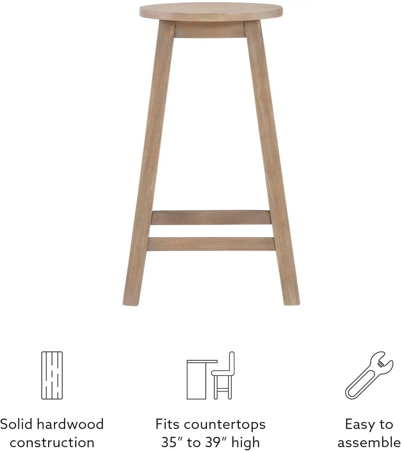 Zeke Grey Wash 24 Inch Counter Stool Round Seat Modern from PriceLows™