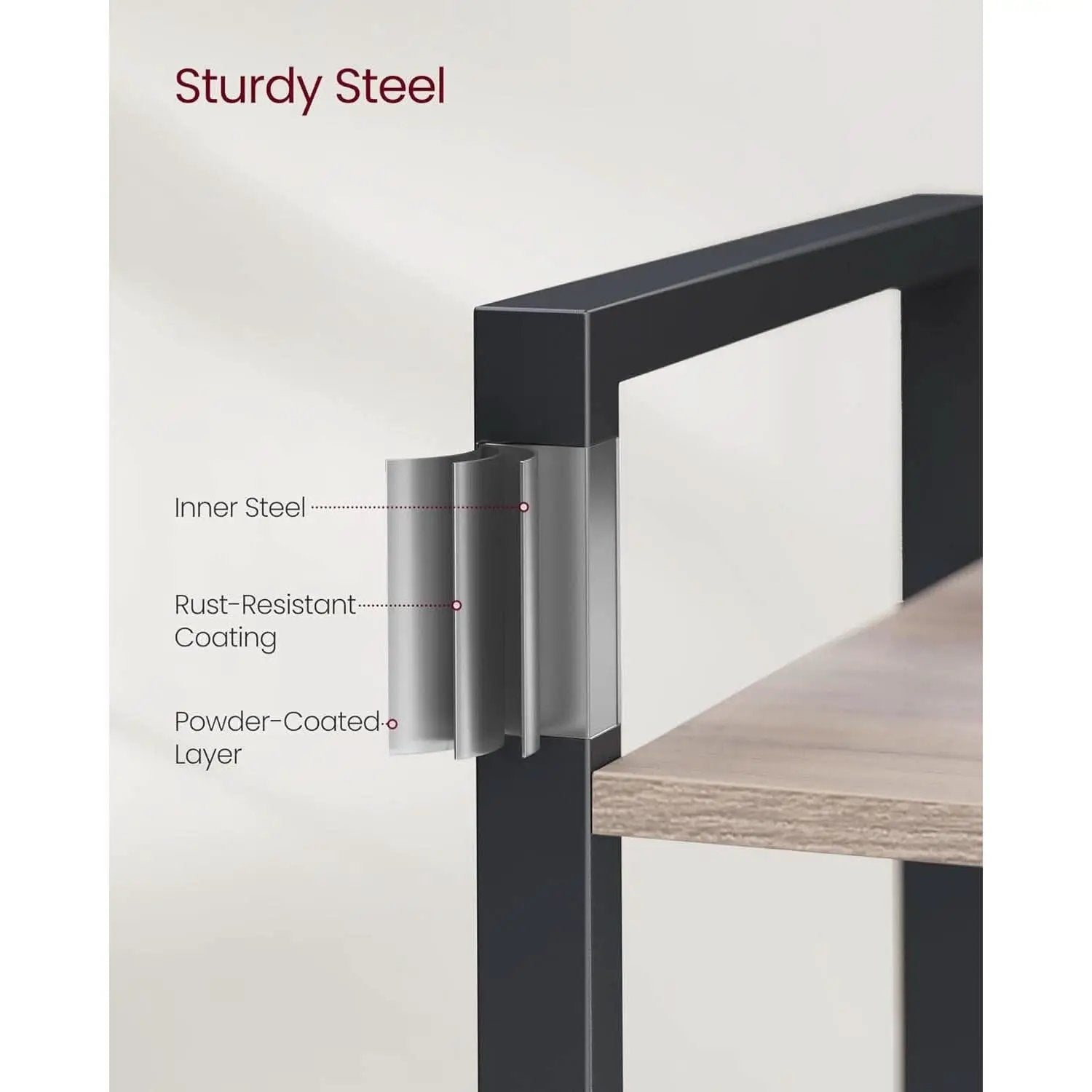 5 Tier Bookshelf Steel Frame 9.4Dx24.4Wx65H Greige Black from PriceLows™