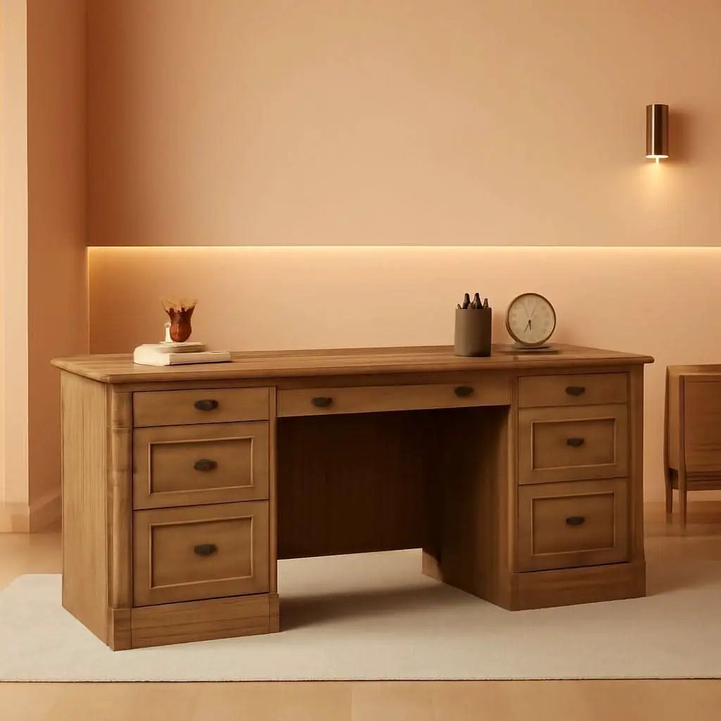 Palladia Executive Desk 65 Inch Vintage Oak Surface from PriceLows™