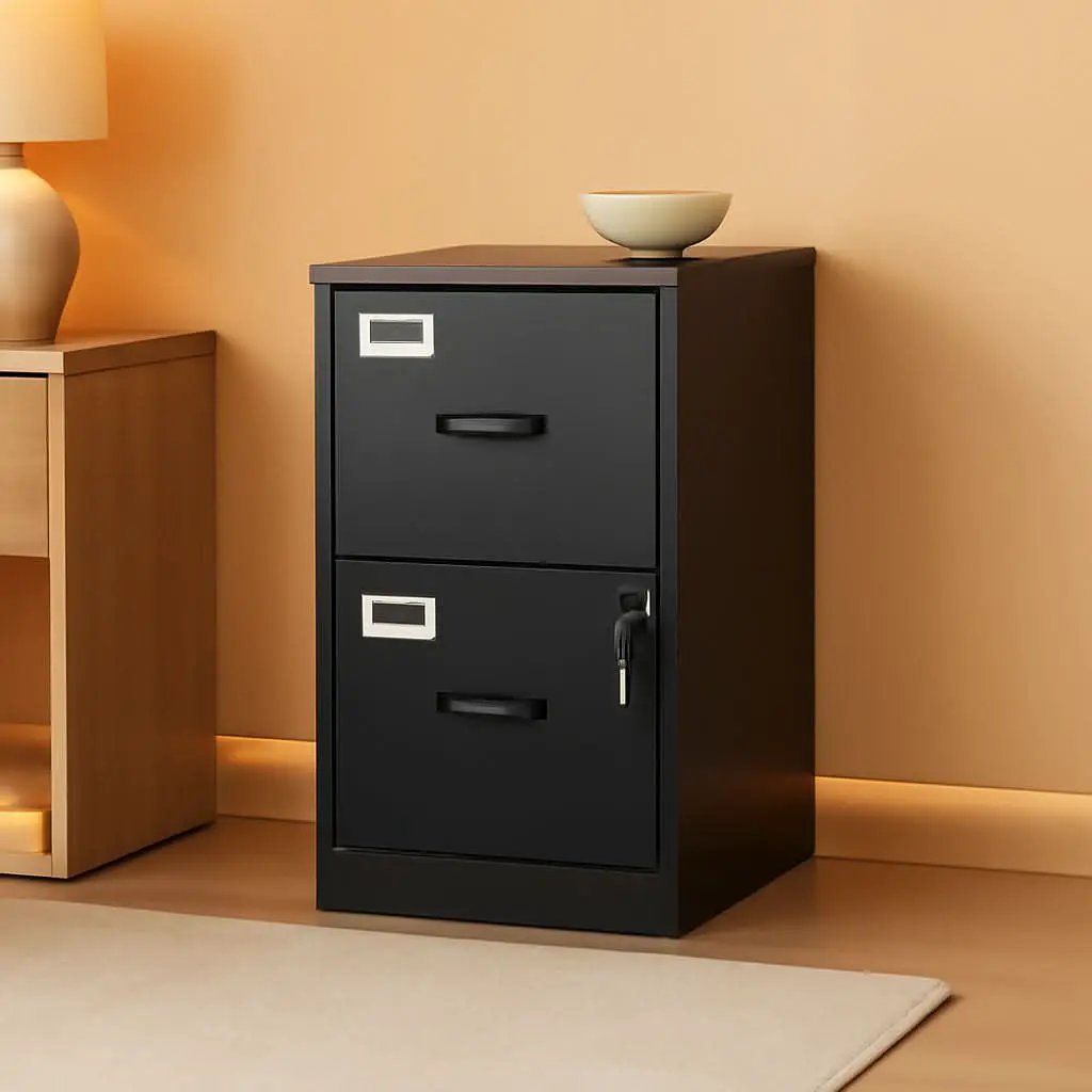 2 Drawer Locking Vertical File Cabinet For Letter Size Files Steel Office Storage from PriceLows™