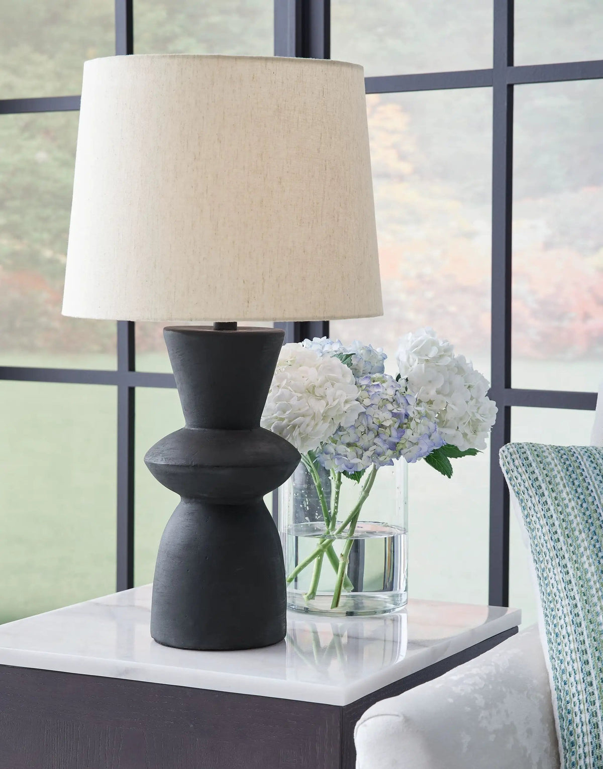 Scarbot Paper Table Lamp (Set of 2) | 13.63 x 13.63 x 24.5 in | Fabric | Distressed Black