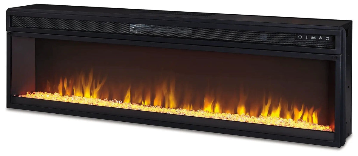 Entertainment Accessories Wide Fireplace Insert | 57.63 x 8.88 x 16.88 in | Glass | Black