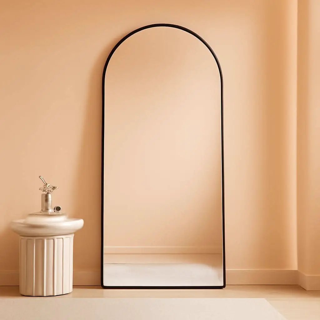 30x71 Inch Arched Full Length Mirror Black Aluminum Frame from PriceLows™