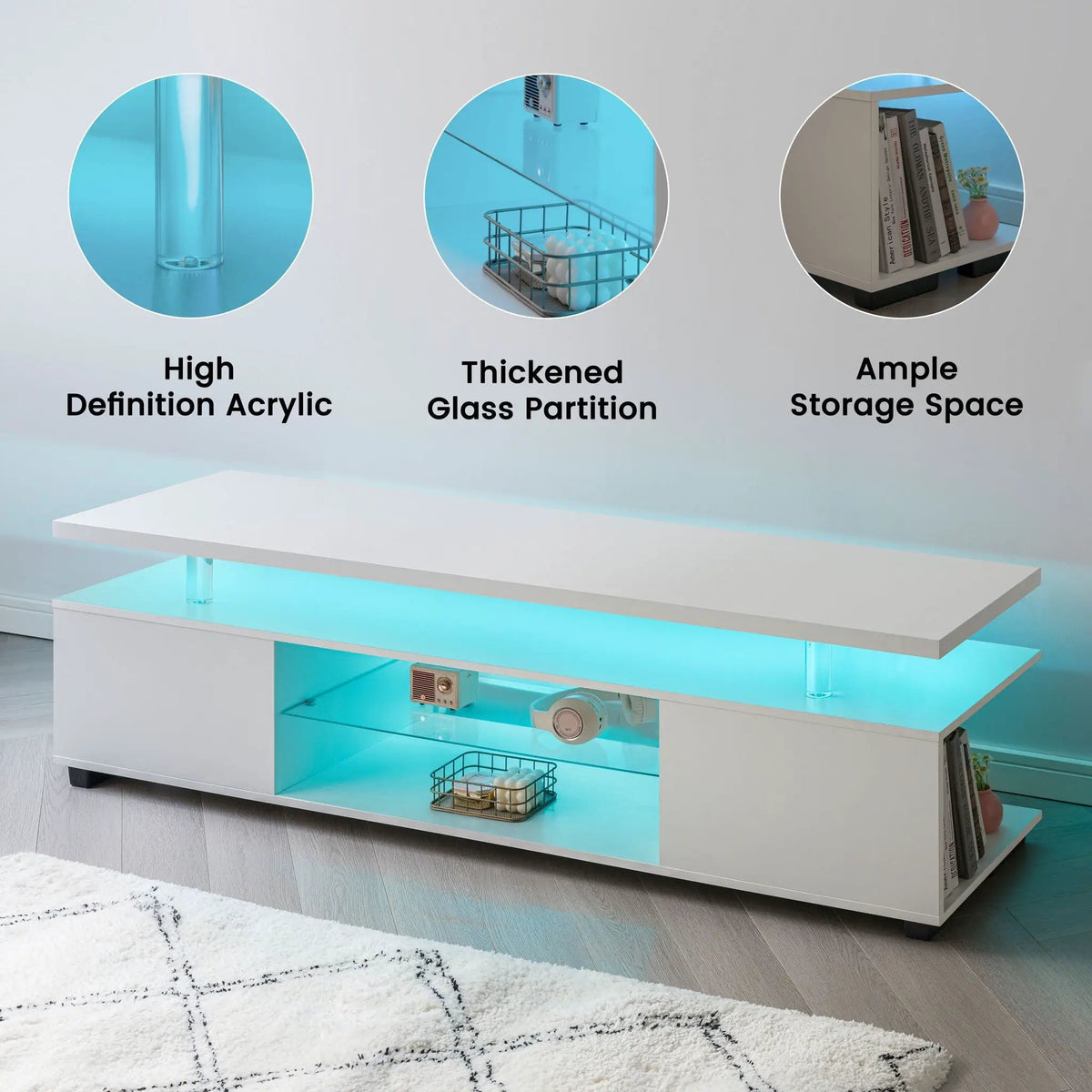 TV Stand | Built In LED | Large Side Cabinet | Modern Style