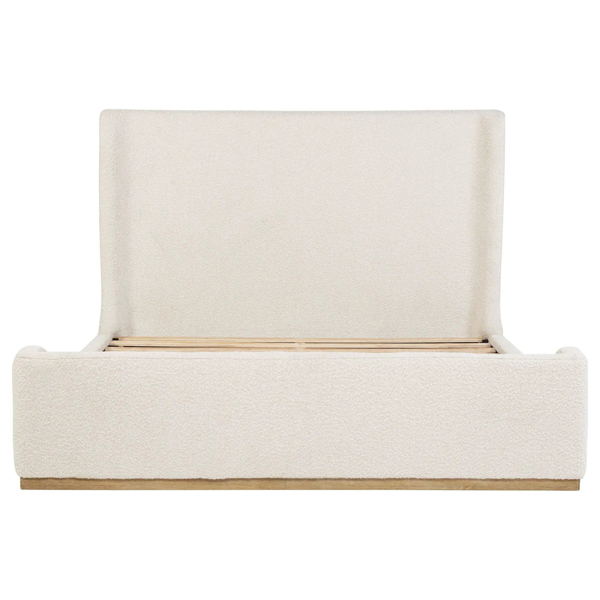 Nala Eastern King Bouclé Upholstered Platform Bed | 82.75 x 88.25 x 56.5 in | Rubberwood & Plywood | Cream