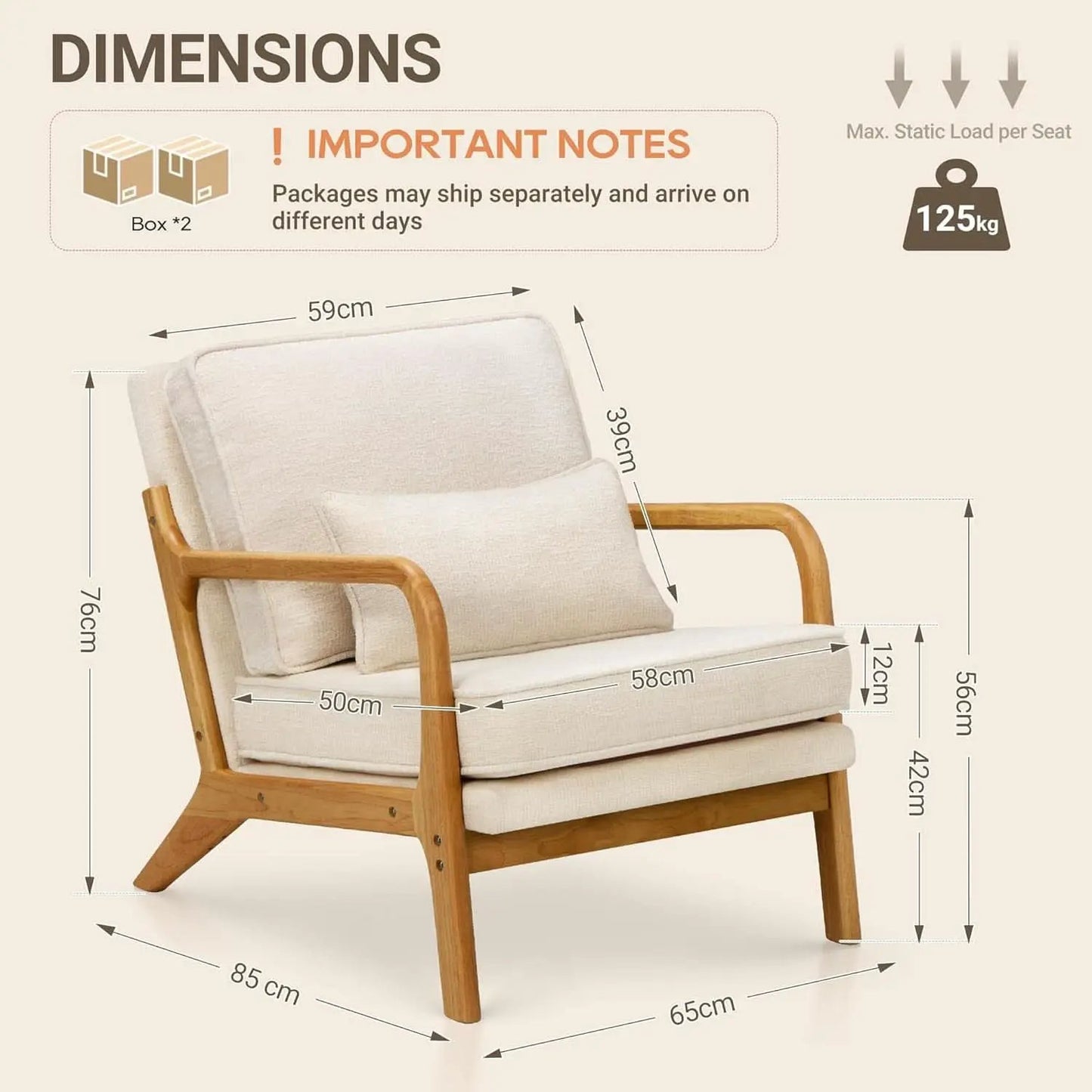 Beige Upholstered Accent Chairs With Lumbar Pillows from PriceLows™