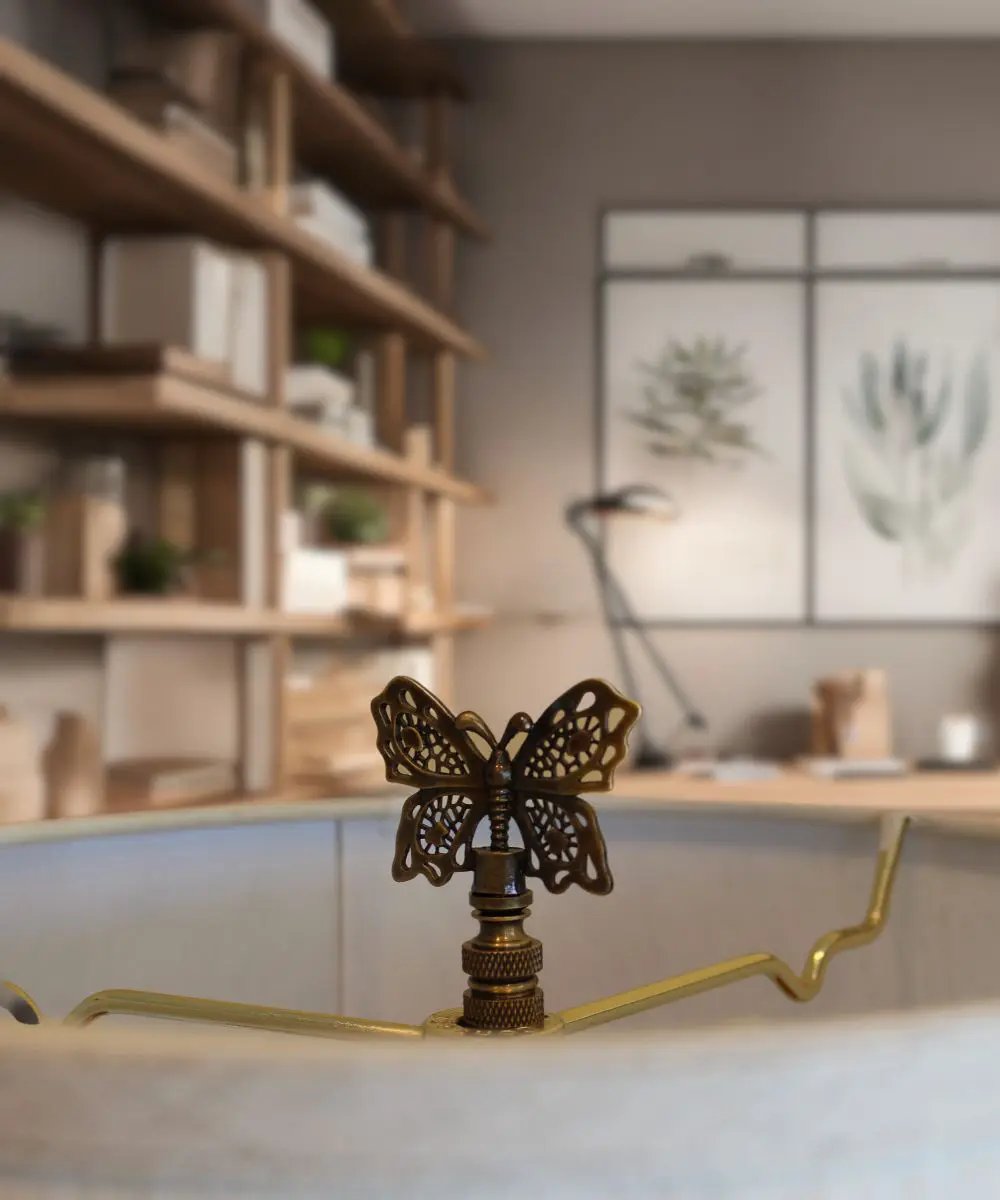 Lamp Finial | Butterfly Design | Antique Brass | 2.3 Inch Height