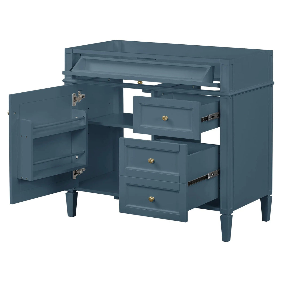 Bathroom Vanity | 3 Drawers | Blue Finish | Tip Out