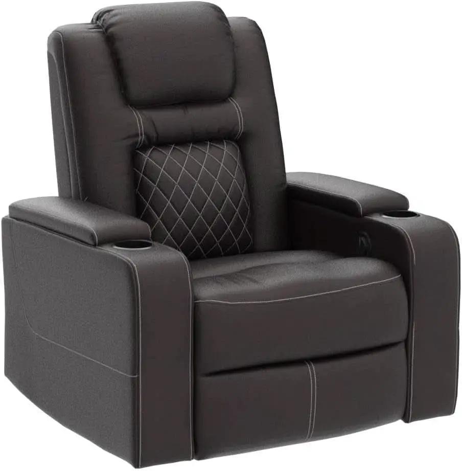 Power Recliner Chair With USB Ports And Cup Holders Brown from PriceLows™