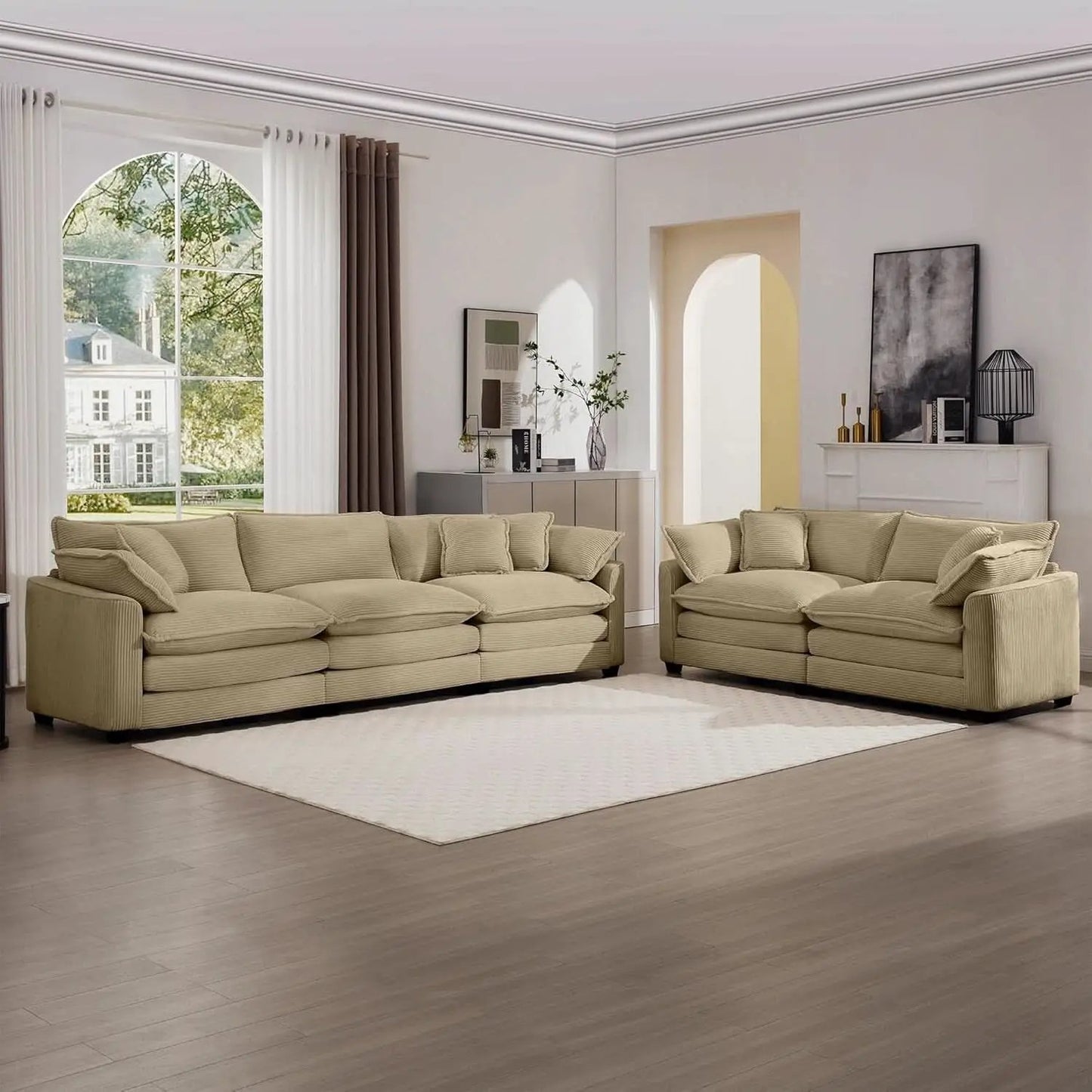 Oversized 2 Piece Sofa Set Camel 3 Seater And Loveseat from PriceLows™