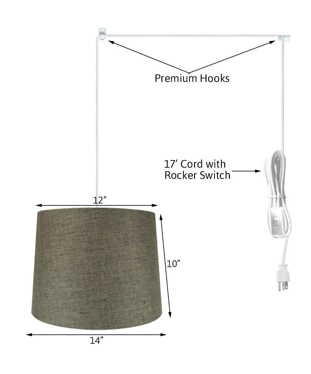 Swag Plug In Pendant | 14 Inch Width | 2 Light | Chocolate Burlap