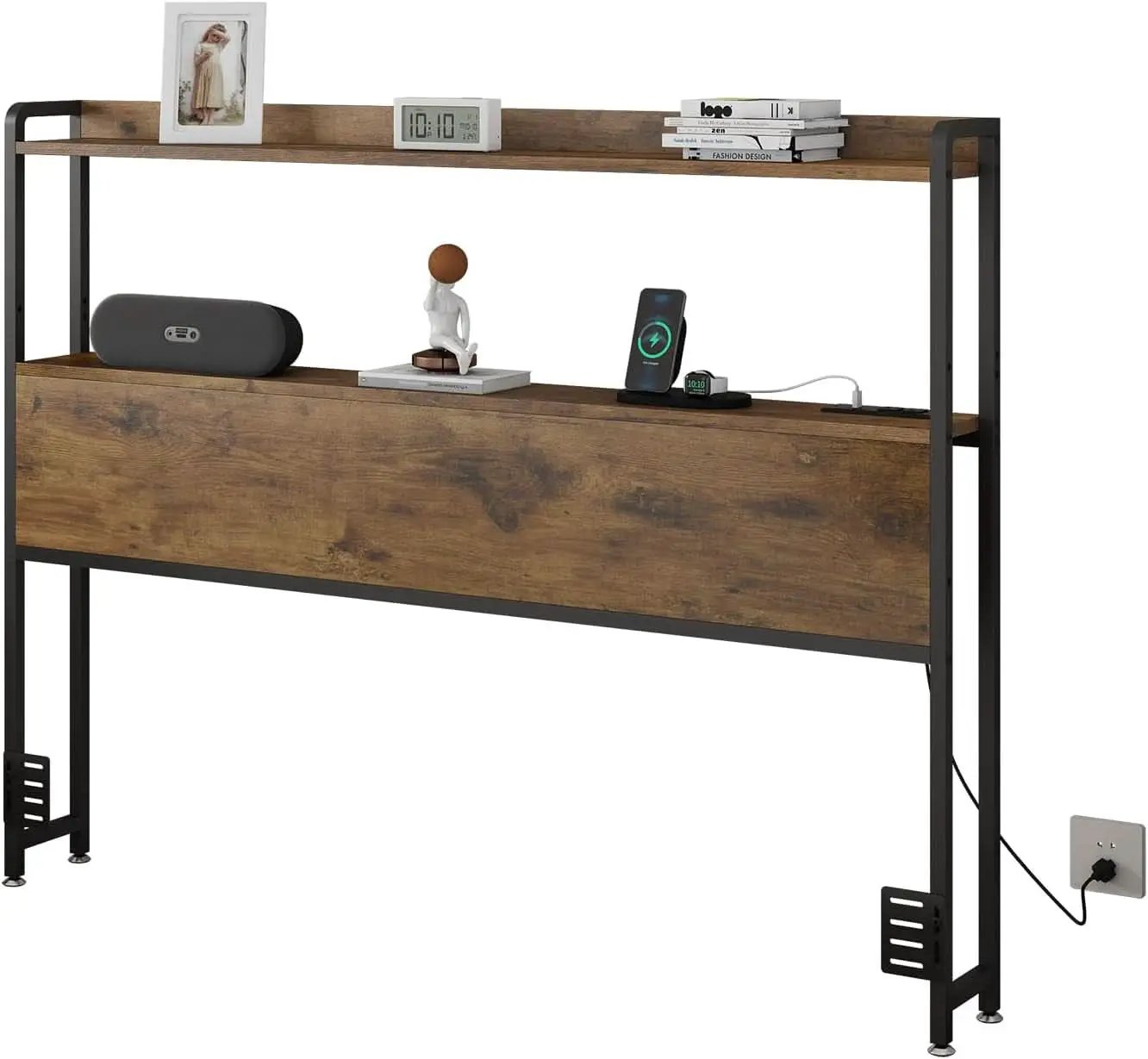 Adjustable Full Size Headboard with USB Ports and Storage from PriceLows™