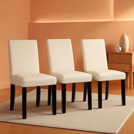 Beige Upholstered Dining Chairs Set Of 4 Modern Fabric from PriceLows™