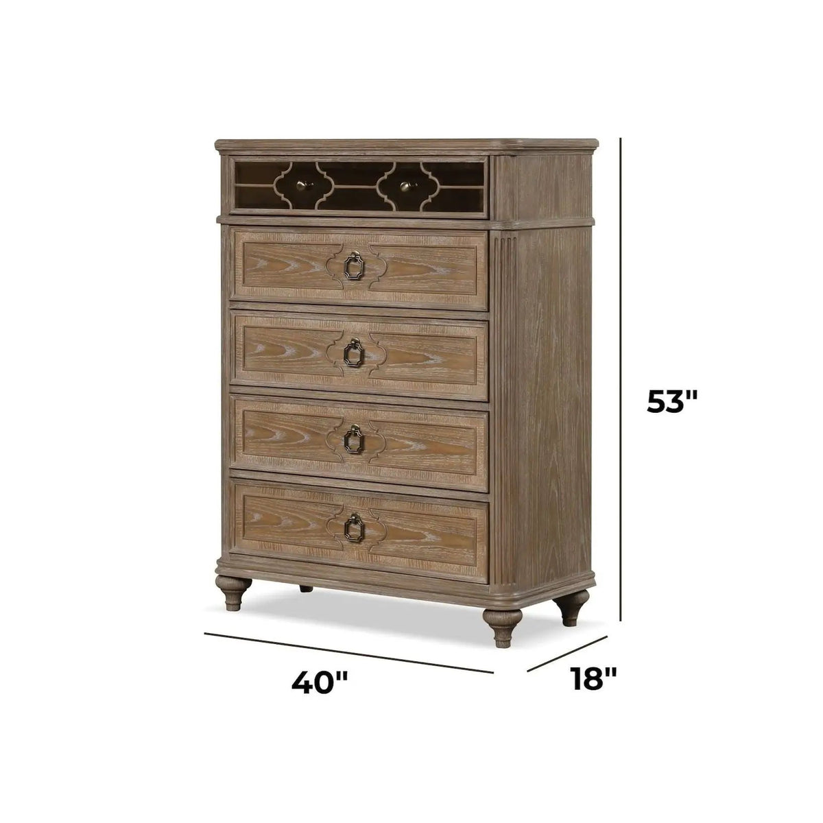 Accent Chest | Rustic Oak Finish | Back Dovetail Drawers | Solid Wood Construction
