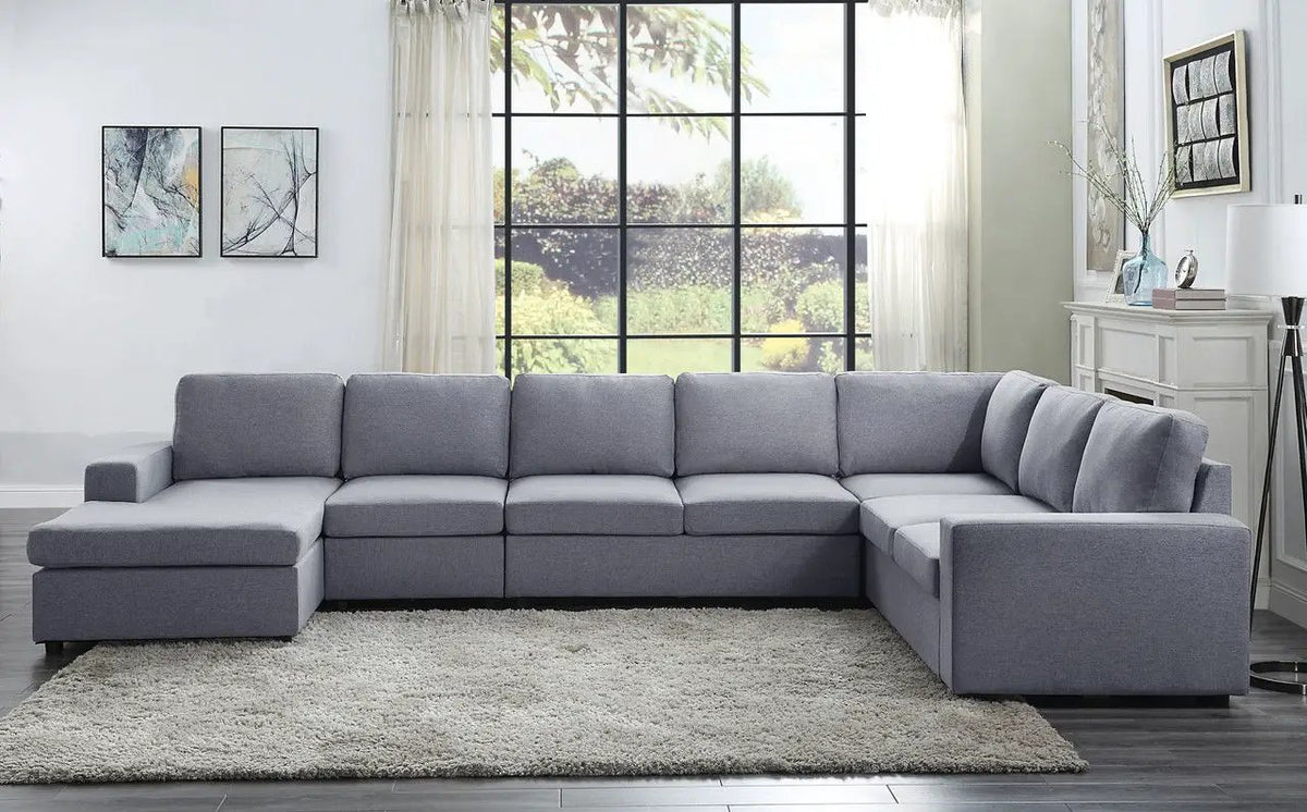 Hayden 7 Seat Reversible Modular Sectional | Sofa With Chaise | Solid Wood Frame | 146.5 Inch Width