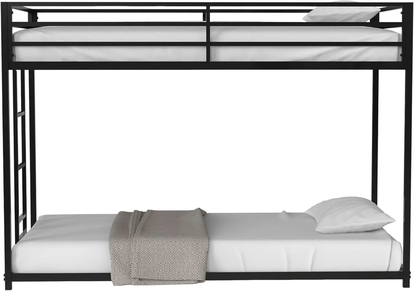 Twin Bunk Bed Black With Stable Ladder For Adults And Teens from PriceLows™