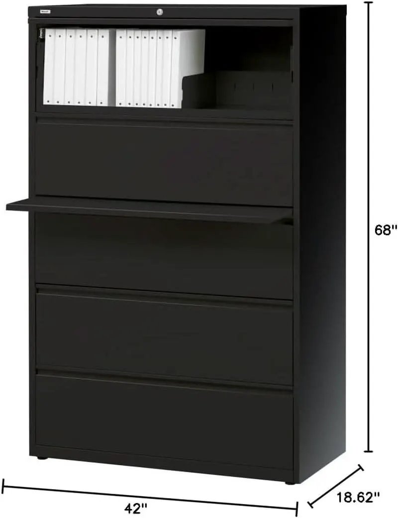 60550 Lateral File Cabinet 5 Drawer 42 Inch Black Office from PriceLows™
