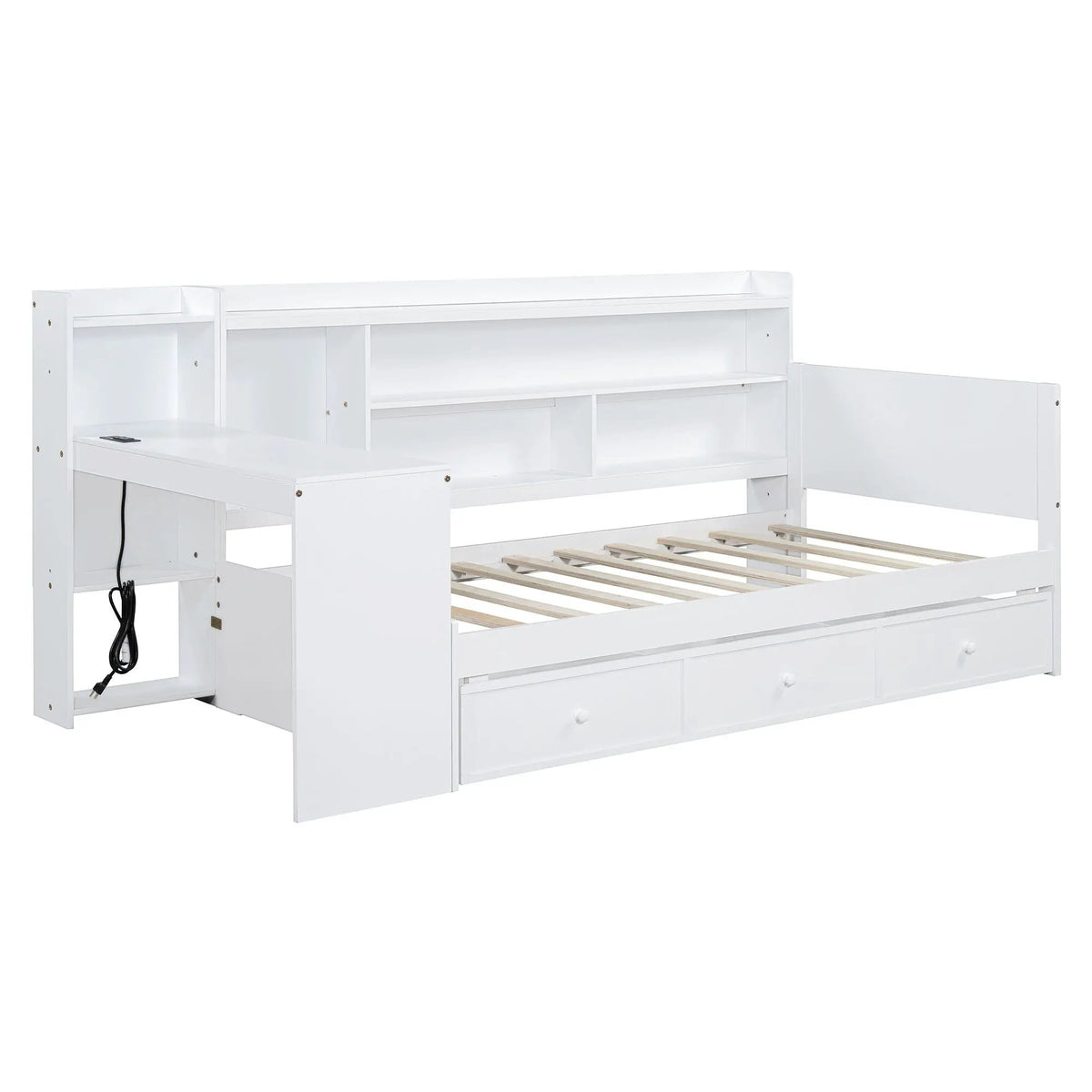 Pine Wood Daybed | 3 Drawers | USB Ports | Built-In Desk