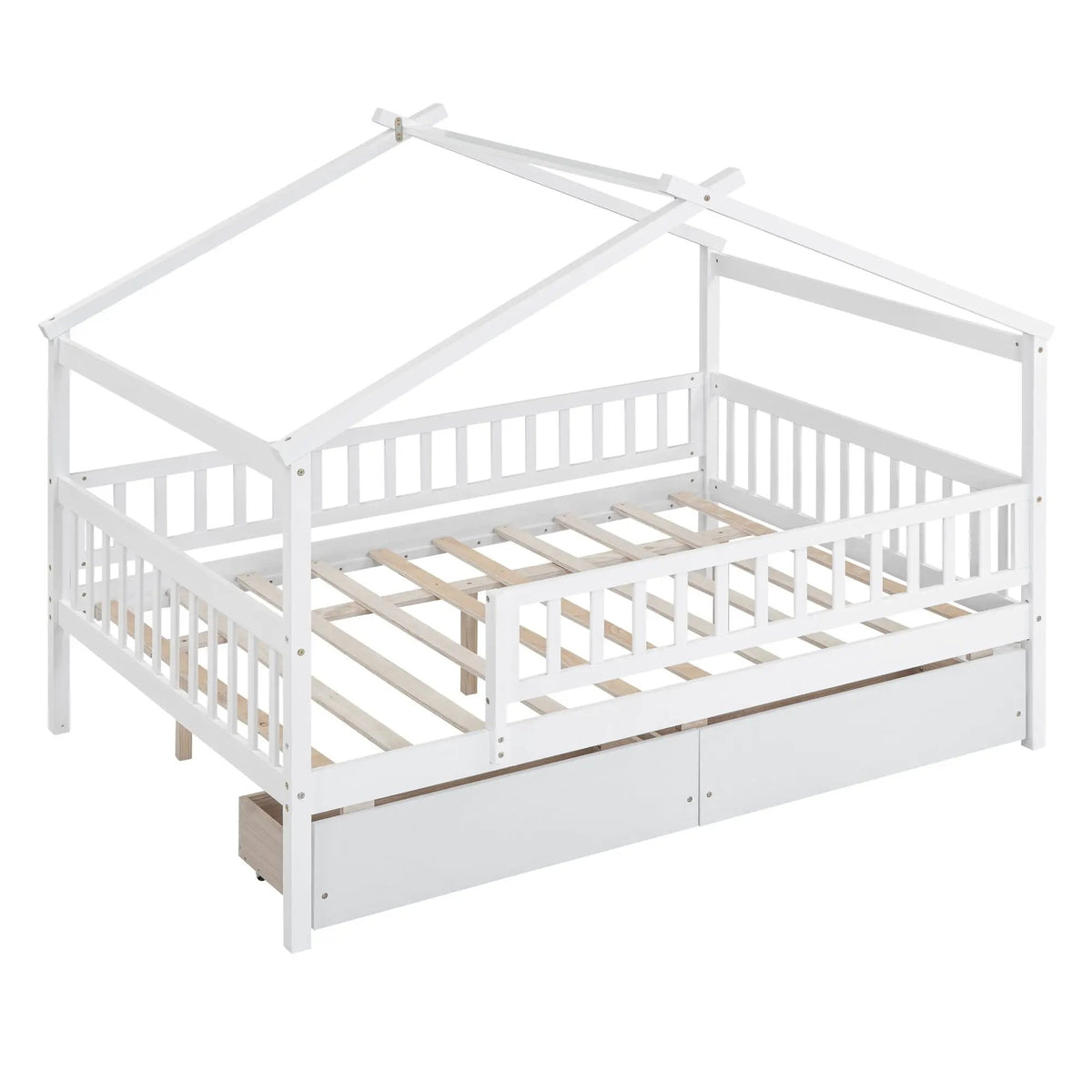 Kids House Bed With 2 Drawers | Sky Roof Design | Classic House Shape | 62.9 Inch Height
