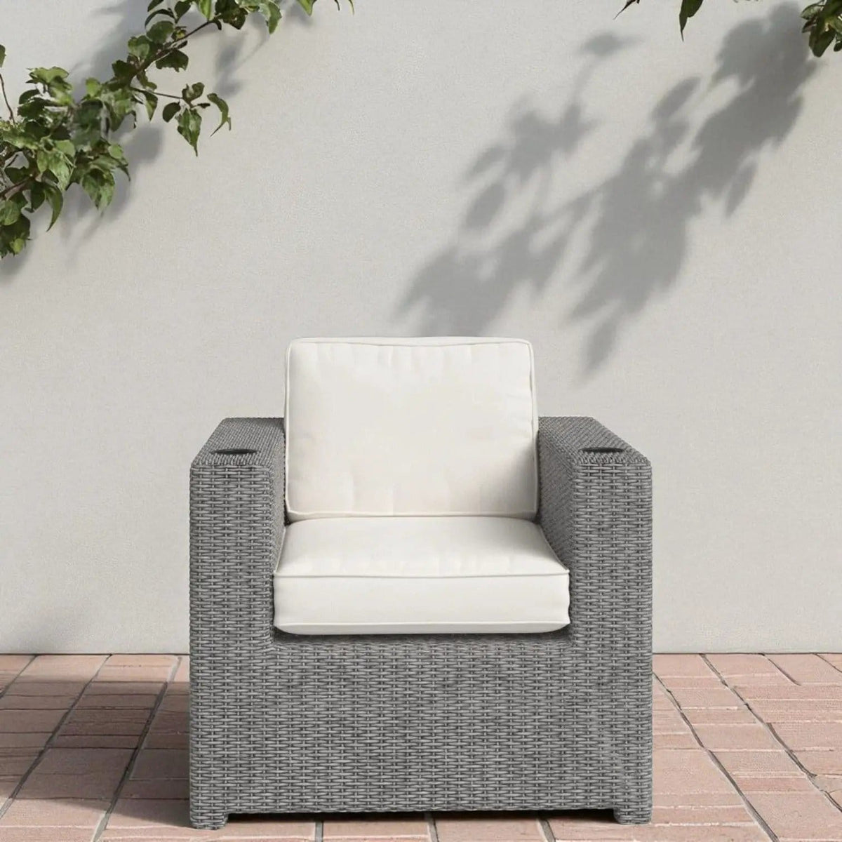 Aviara Outdoor Club Chair Timeless Comfort With Plush Cushions | 33 x 33 x 26 in | Wicker & Aluminum | Gray Mix