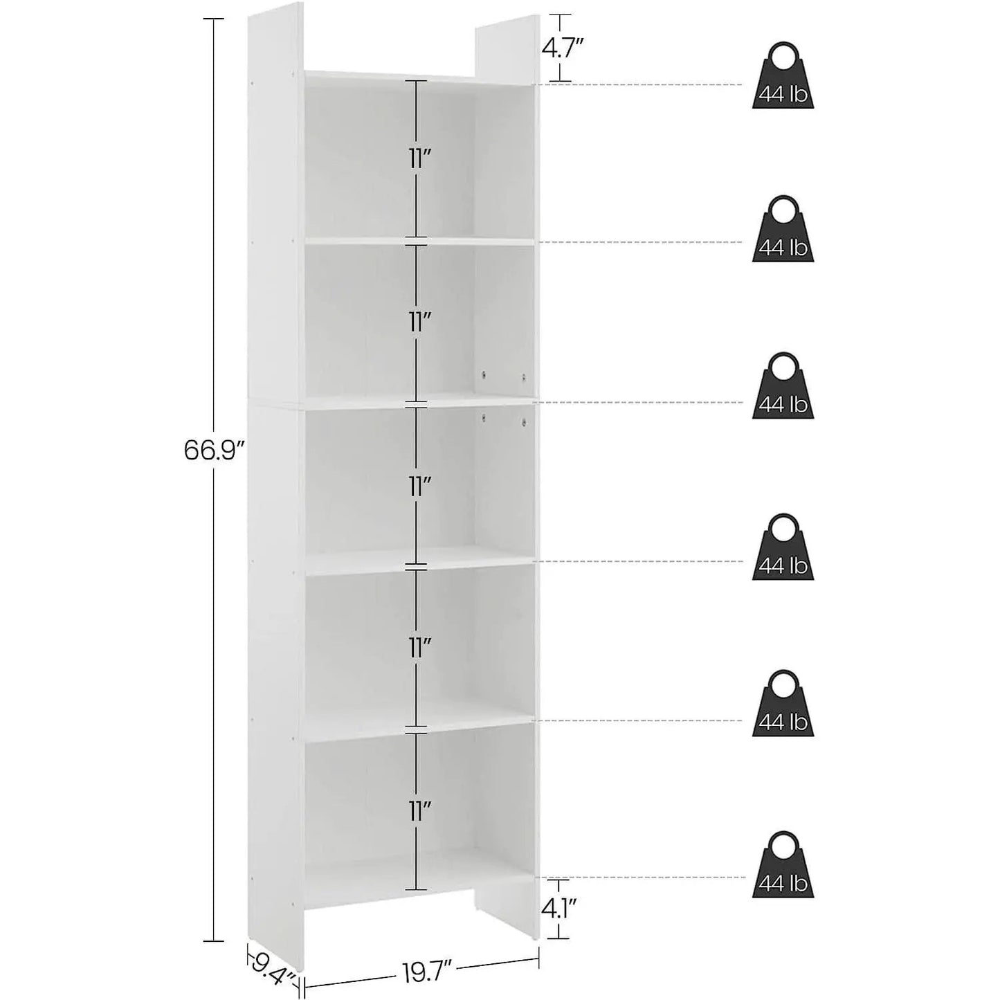 White 6-Tier Bookshelf Anti Tip Design For Home Office from PriceLows™