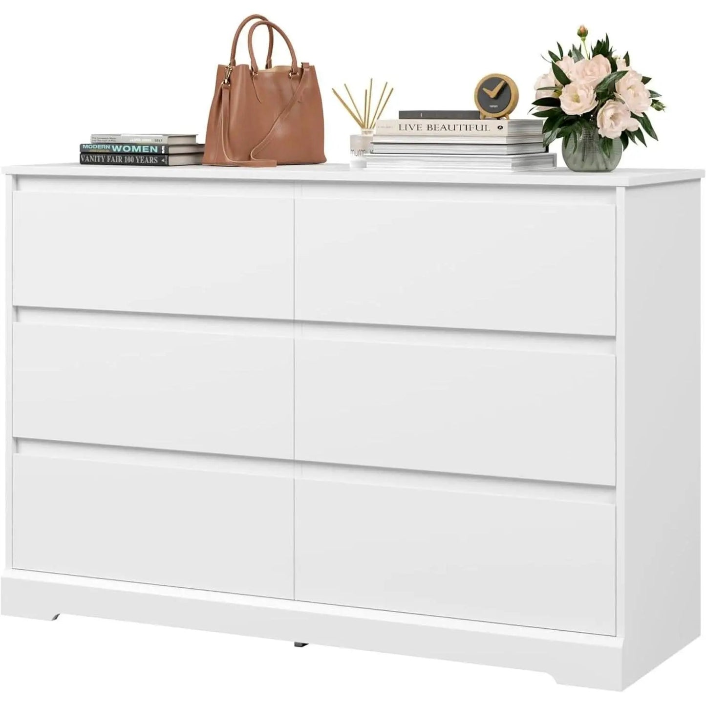 White Six Drawer Dresser For Bedroom Storage Solutions from PriceLows™