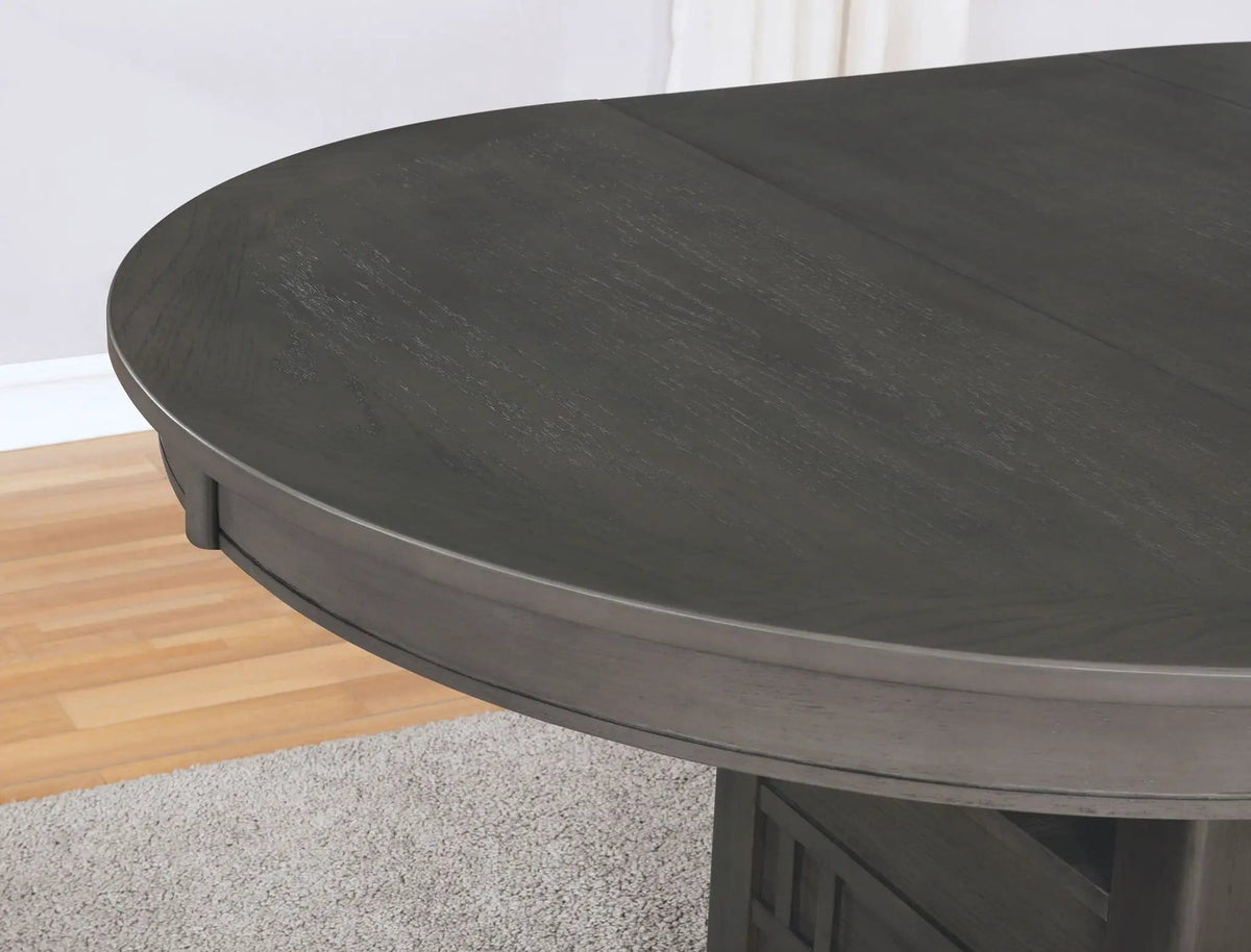 Lavon Oval 60-inch Wood Extension Leaf Dining Table Medium | 42.25 x 42 x 30.5 in | Wood | Grey
