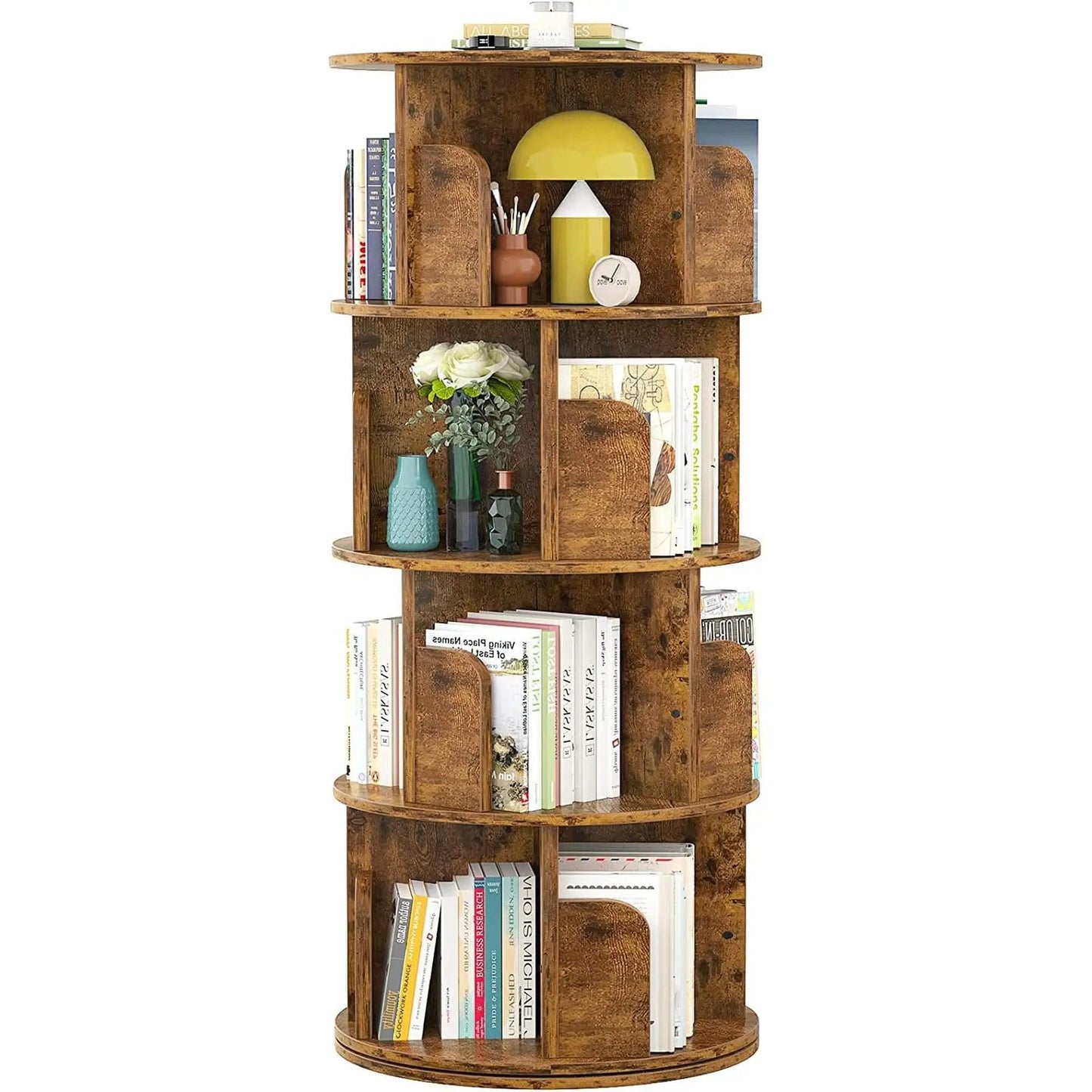 Rotating Corner Bookshelf 360 Degree 4 Tier Space Saving from PriceLows™