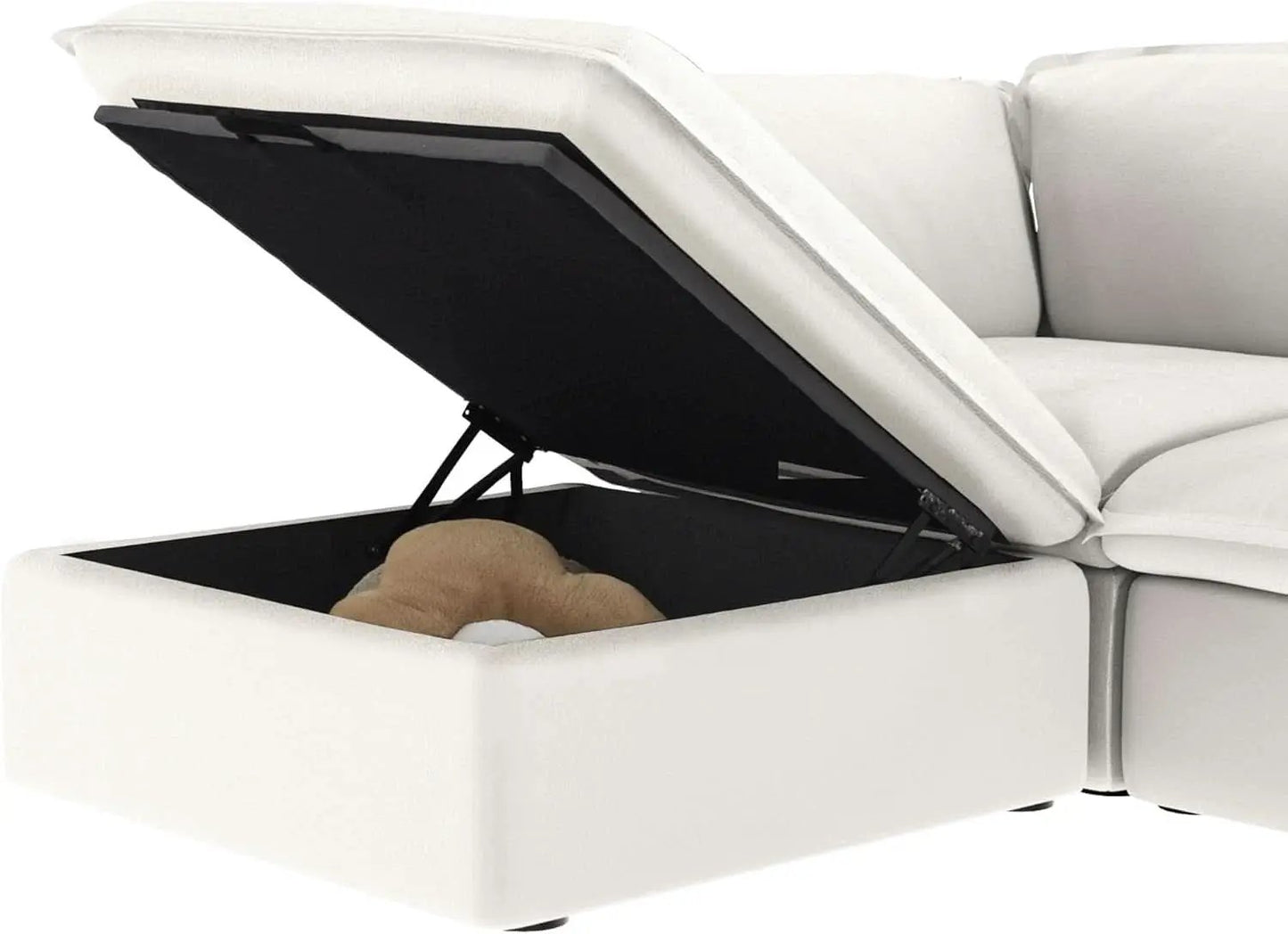 White Hemp Velvet Ottoman Footstool Removable Covers from PriceLows™