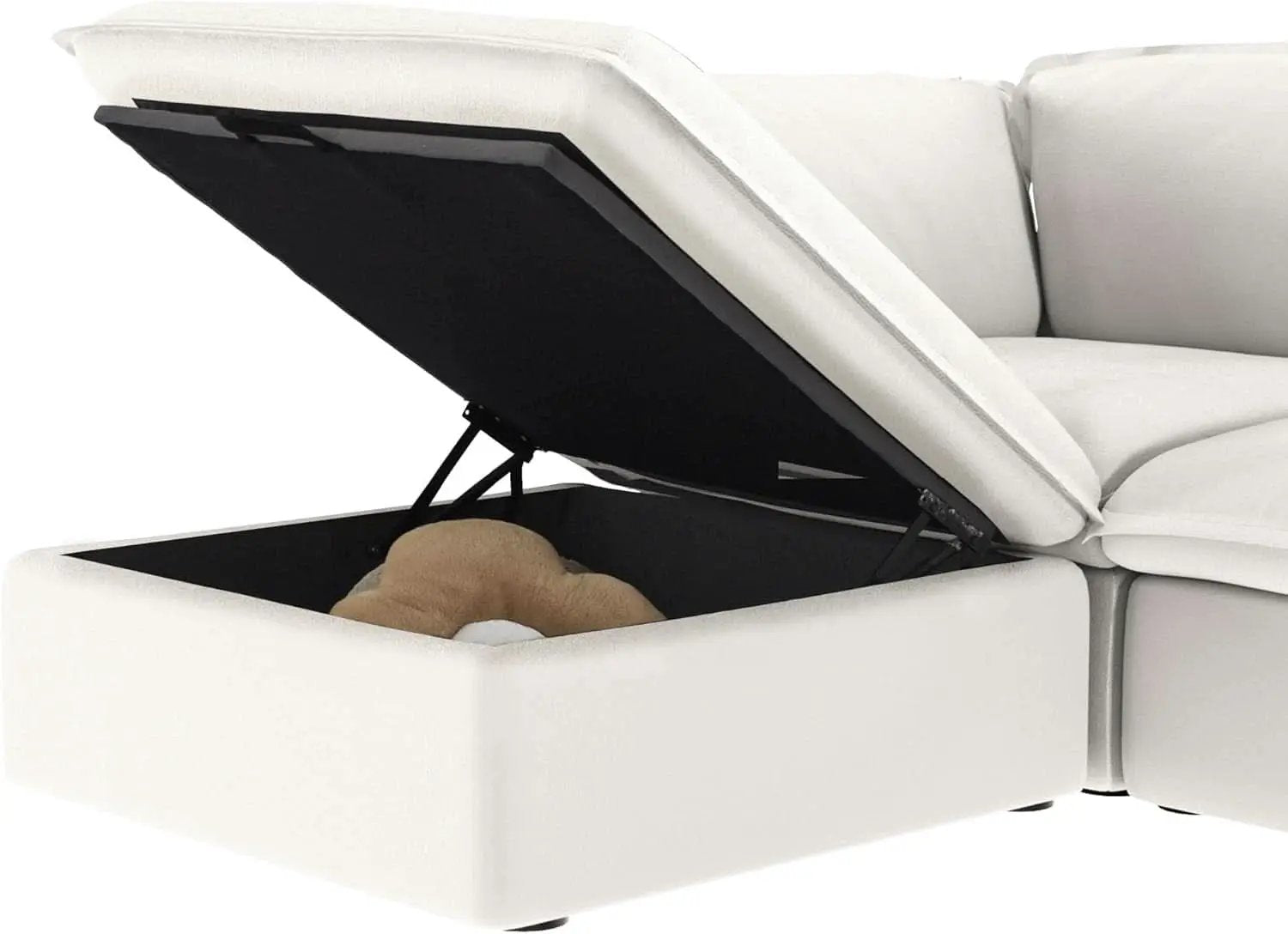White Hemp Velvet Ottoman Footstool Removable Covers from PriceLows™