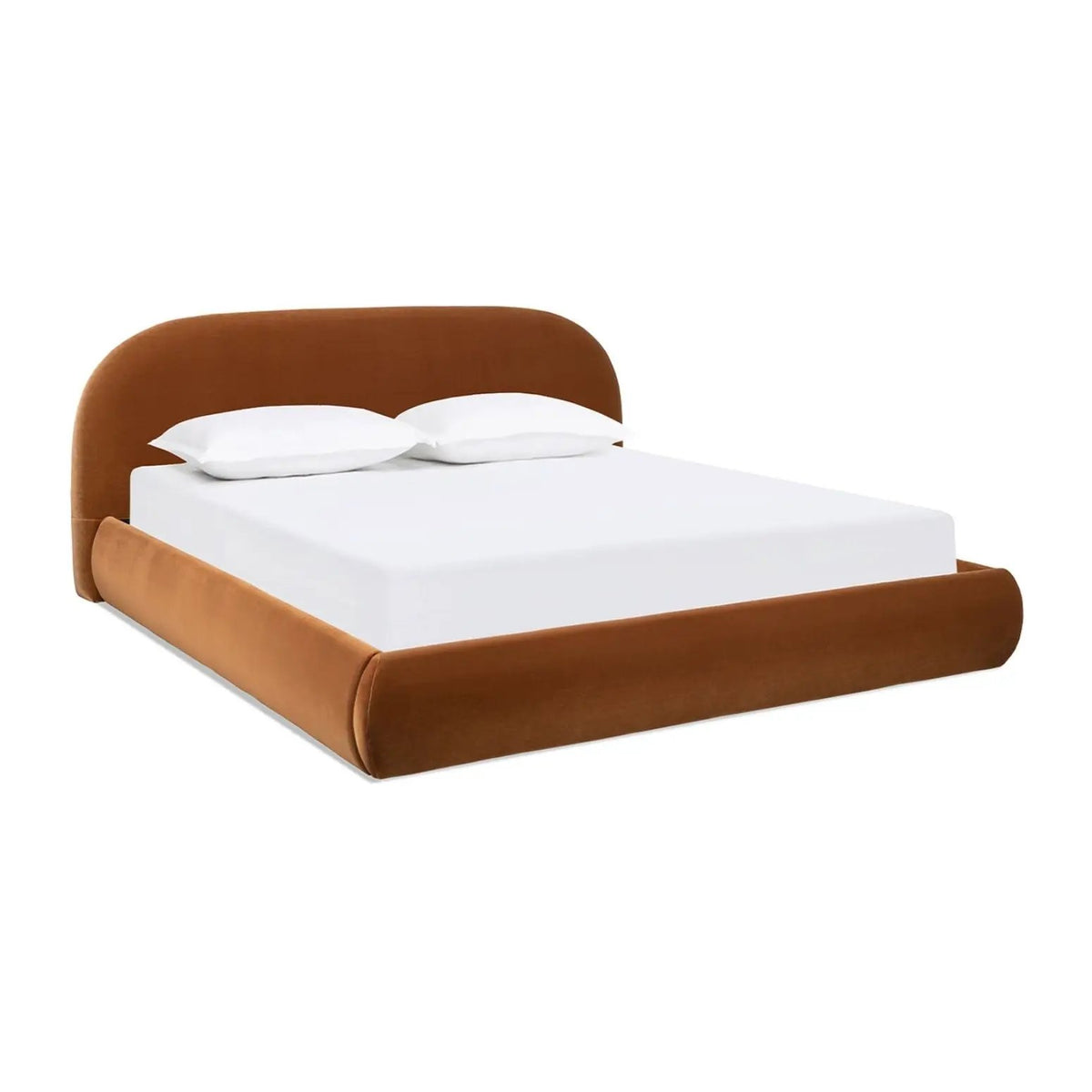 Archie Upholstered Platform Bed | Puffy Arch Headboard | Grounded Design | No Box Spring Needed