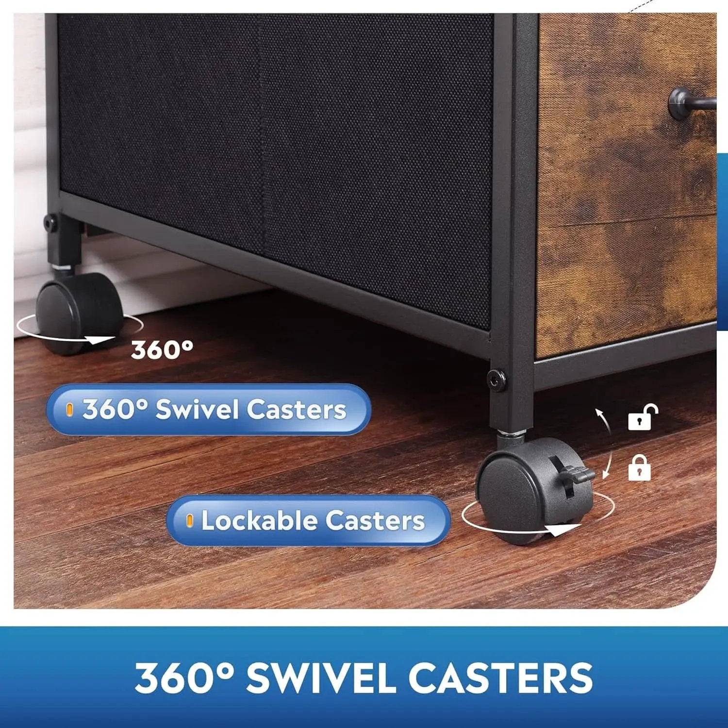 3 Drawer Mobile File Cabinet Fits A4 Or Letter Size With Rolling Printer Stand Rustic Brown Wood Grain from PriceLows™