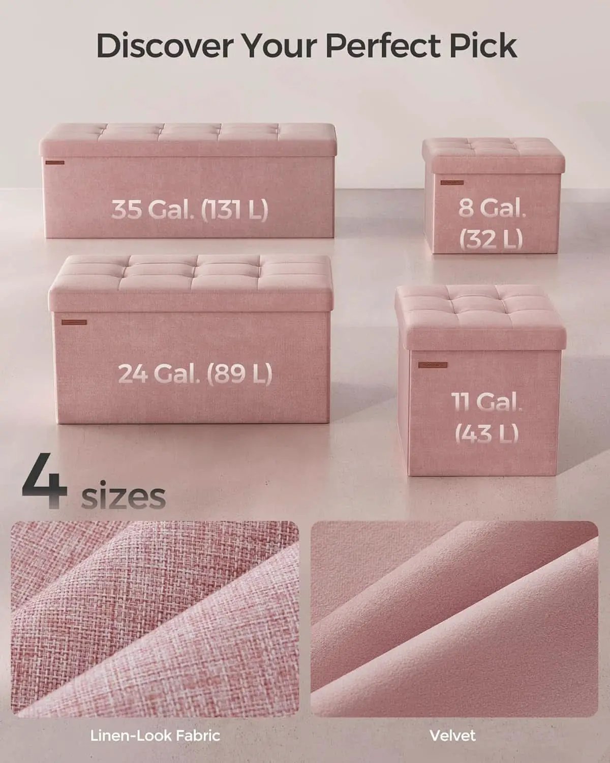 Jelly Pink Foldable Storage Ottoman Bench 15x30x15 from PriceLows™