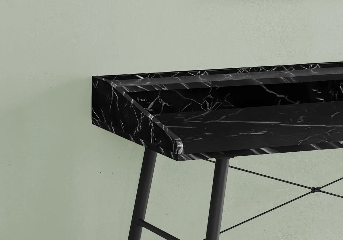 Computer Desk With Shelves | 47.25 Inch Width | Tapered Angled Metal Legs | 34 Inch Height