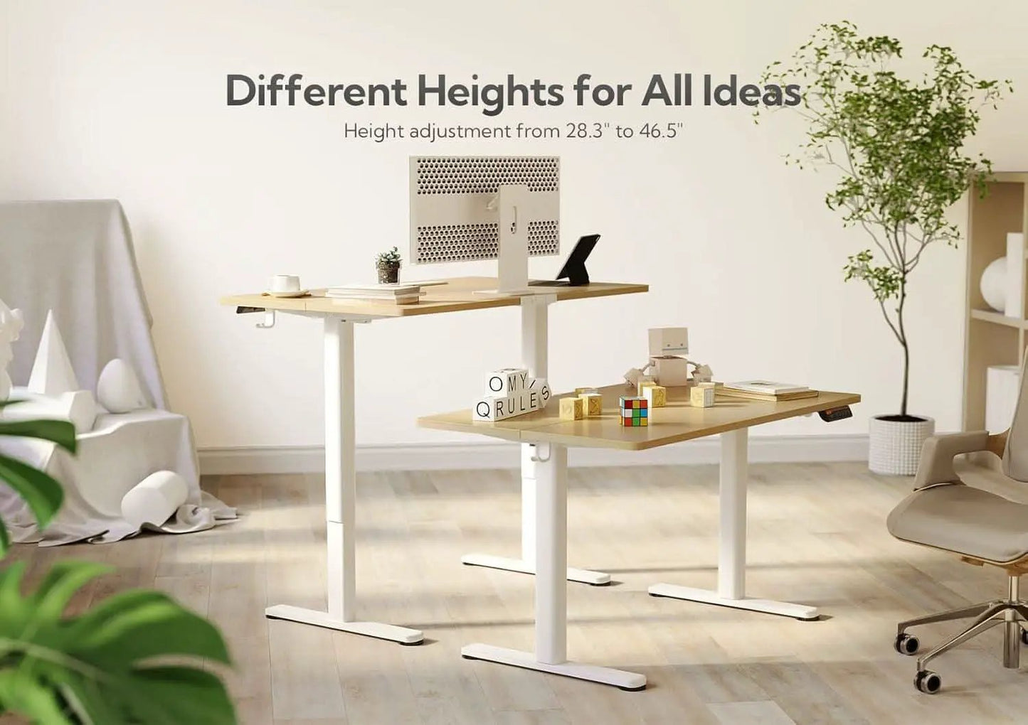 Electric Standing Desk 48X24 Inches White Height Adjustable from PriceLows™