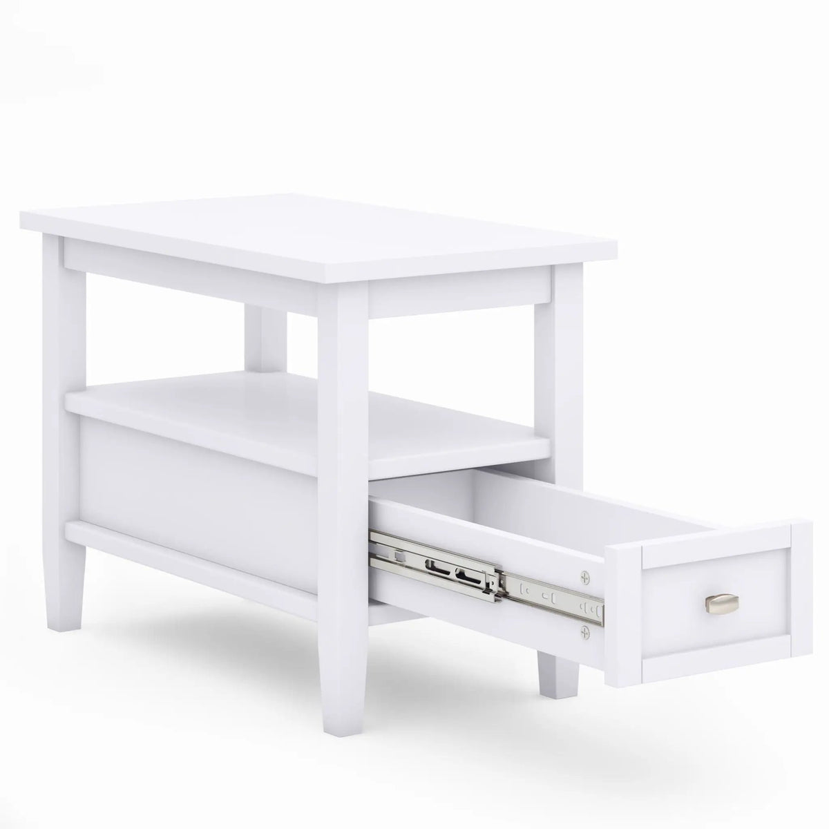 Warm Shaker Solid Wood Table | Bottom Drawer | Open Shelf Storage