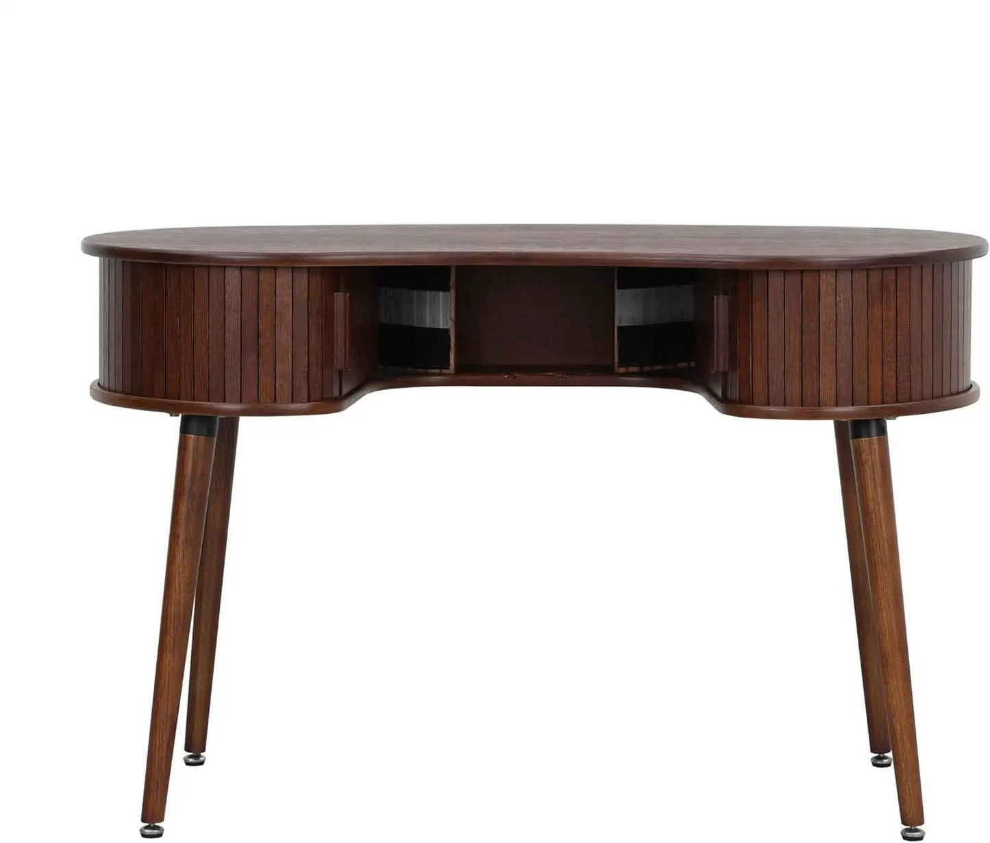 Ripple Desk Dark Walnut Vertical Groove Concealed Drawers from PriceLows™