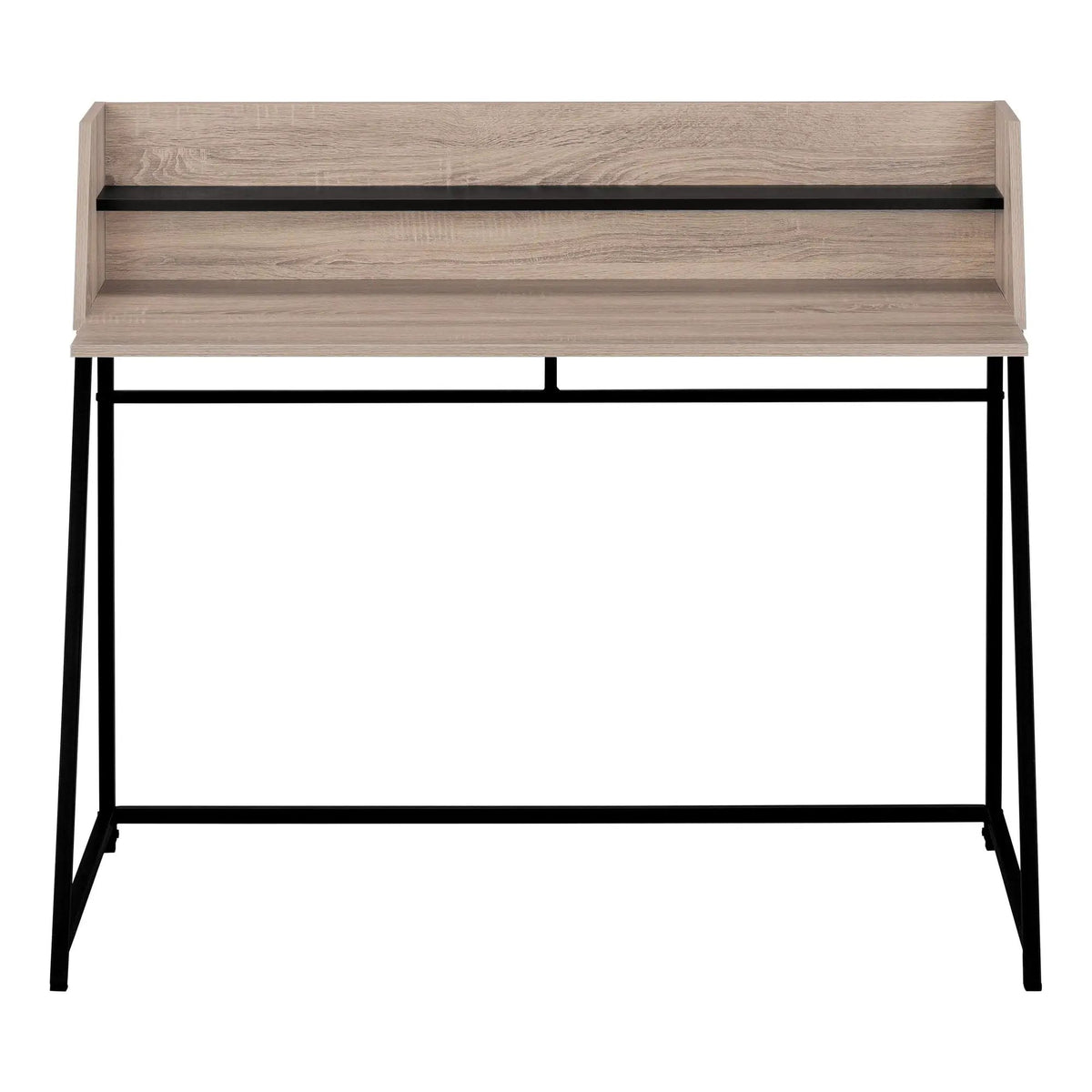 Marble Look Computer Desk | 47.25 Inch Width | Storage Shelves | Trapezoid Metal Base