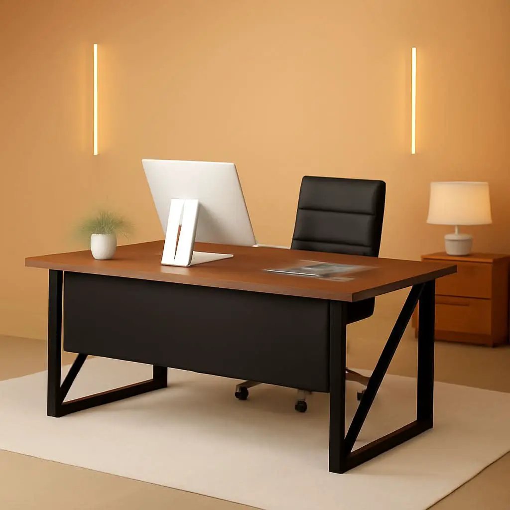 63 Inch L Shaped Desk With 47 Inch File Cabinet Brown Black from PriceLows™